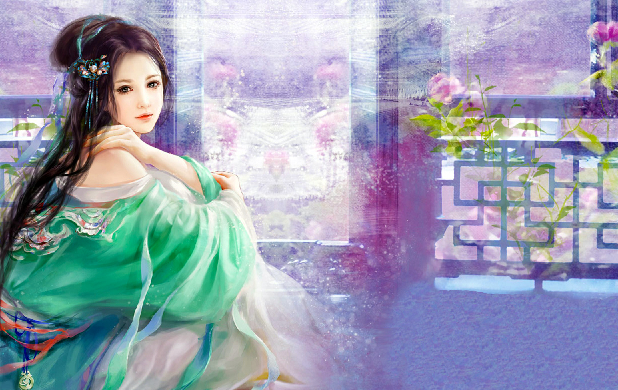 Free download wallpaper Fantasy, Kimono, Women on your PC desktop
