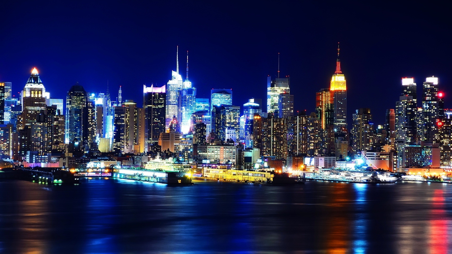 Скачать картинку Фотография, Манхэттен, Нью Йорк, Города, Свет, Сделано Человеком, Ночь в телефон бесплатно.