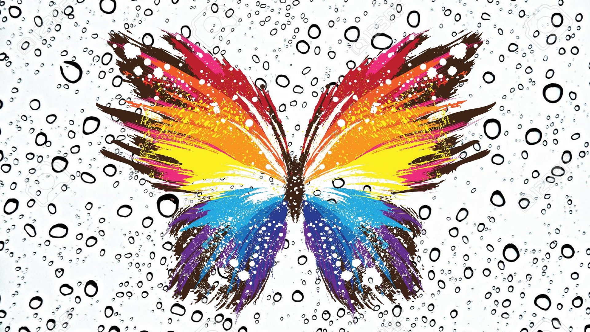 無料モバイル壁紙蝶, 色, カラフル, 芸術的, 水滴をダウンロードします。