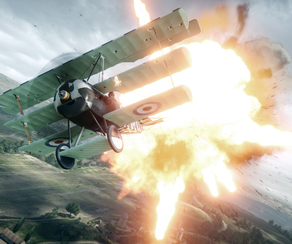 video game, battlefield 1, biplane, aircraft, fire, battlefield