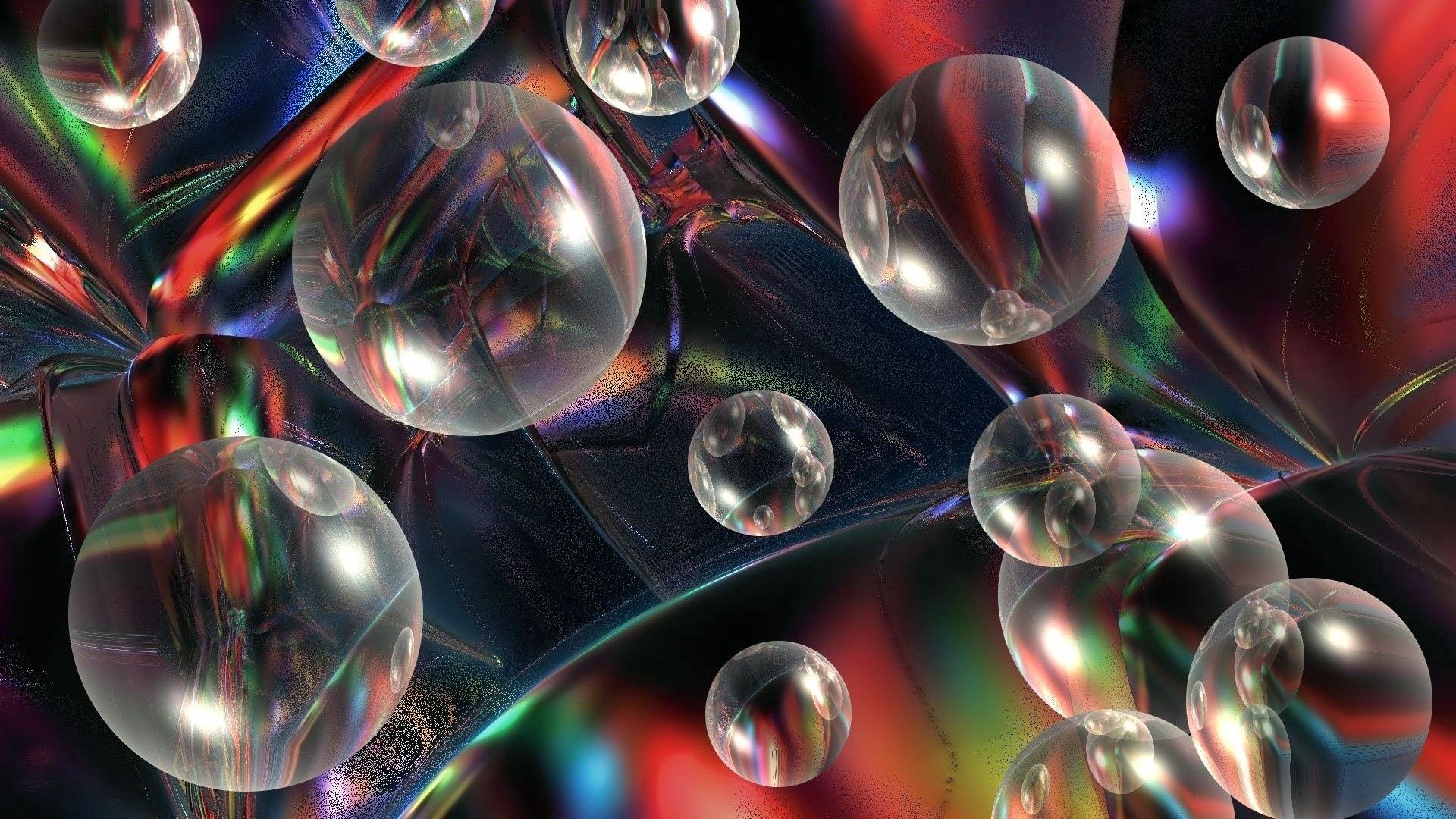 64923 скачать картинку пузыри, стекло, разноцветный, 3d, прозрачный, шары - обои и заставки бесплатно