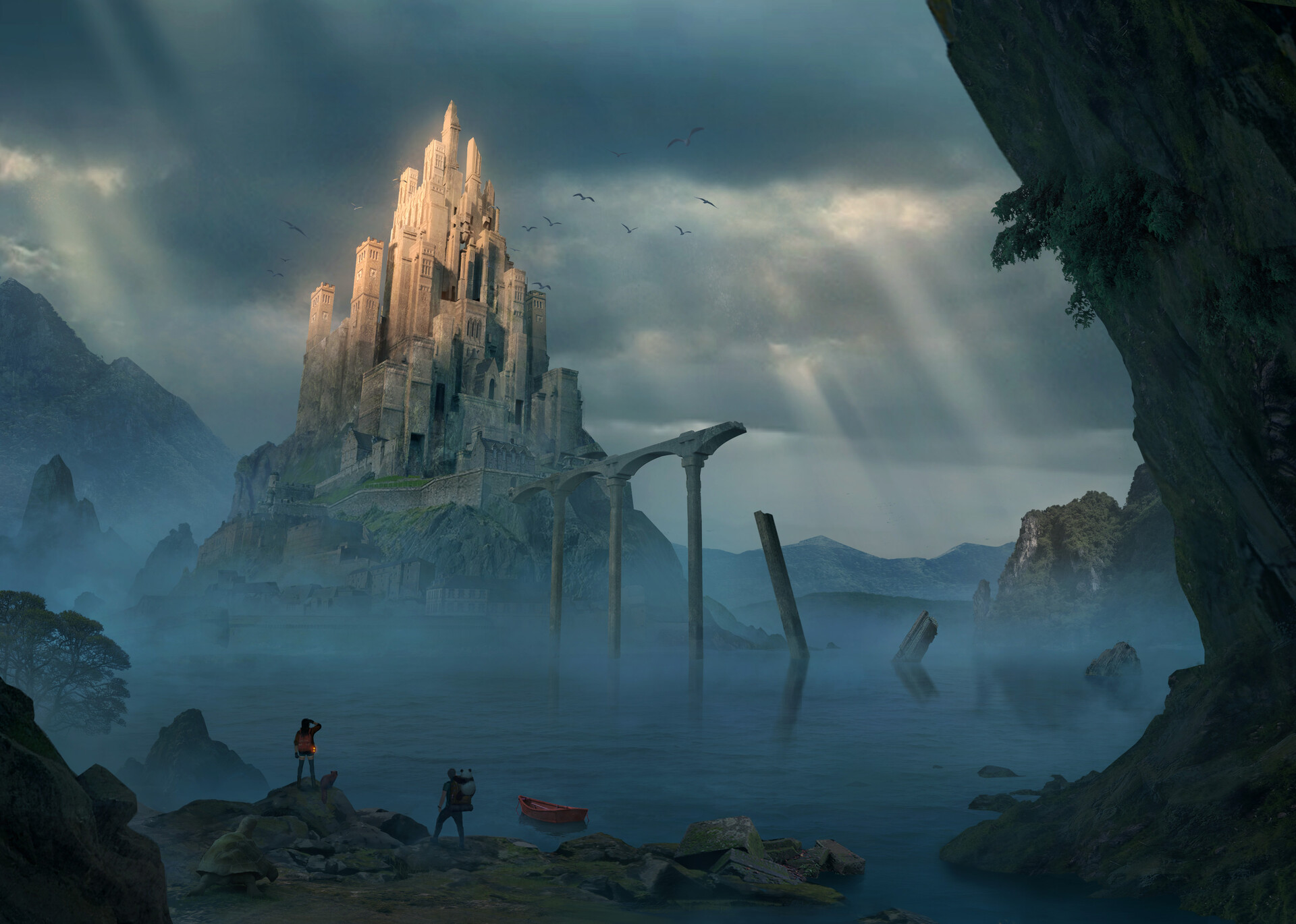 Free download wallpaper Fantasy, Castles, Lake, Exploration, Castle on your PC desktop