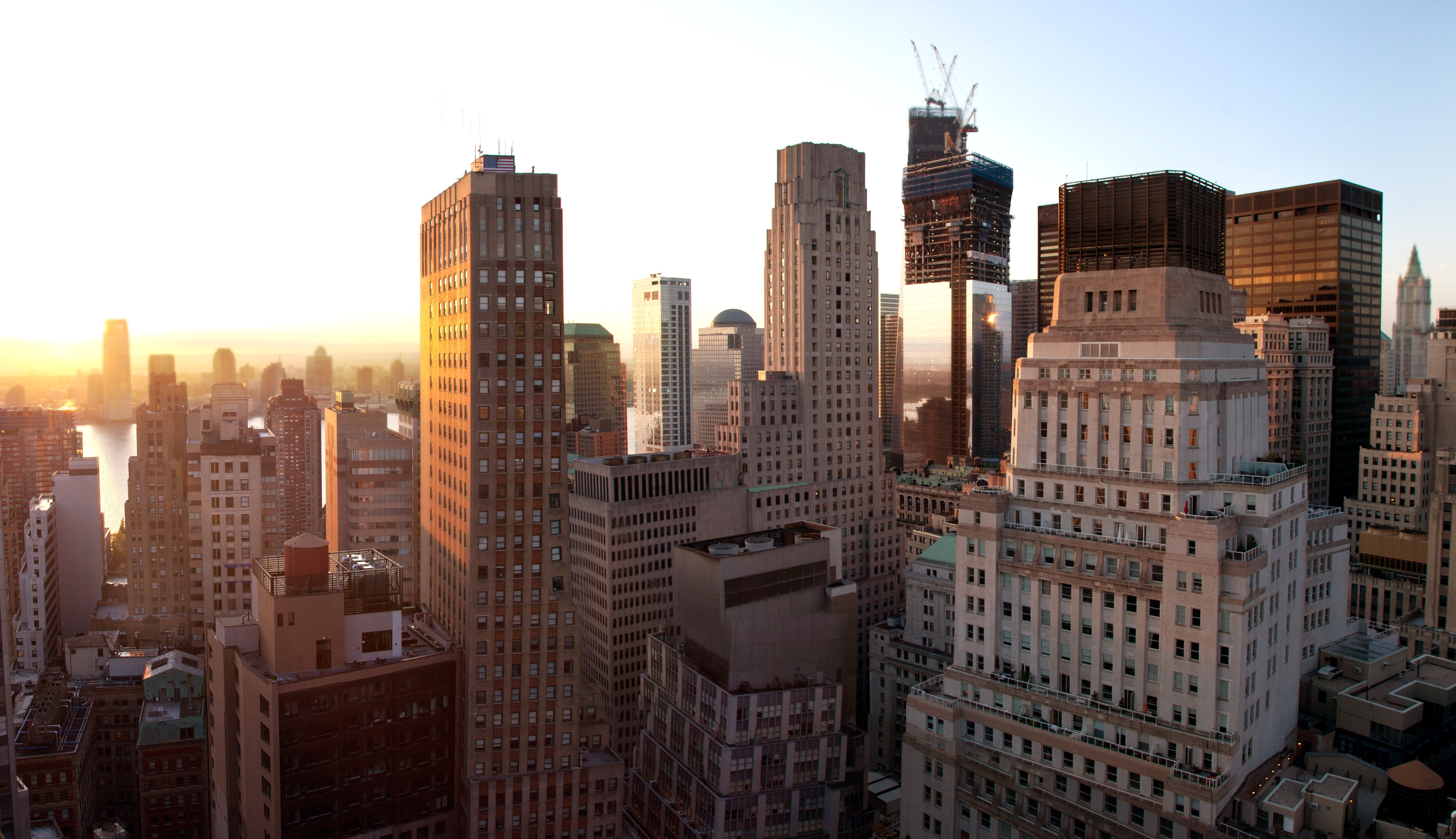 Laden Sie das Städte, Sunset, Wolkenkratzer, Gebäude, New York-Bild kostenlos auf Ihren PC-Desktop herunter