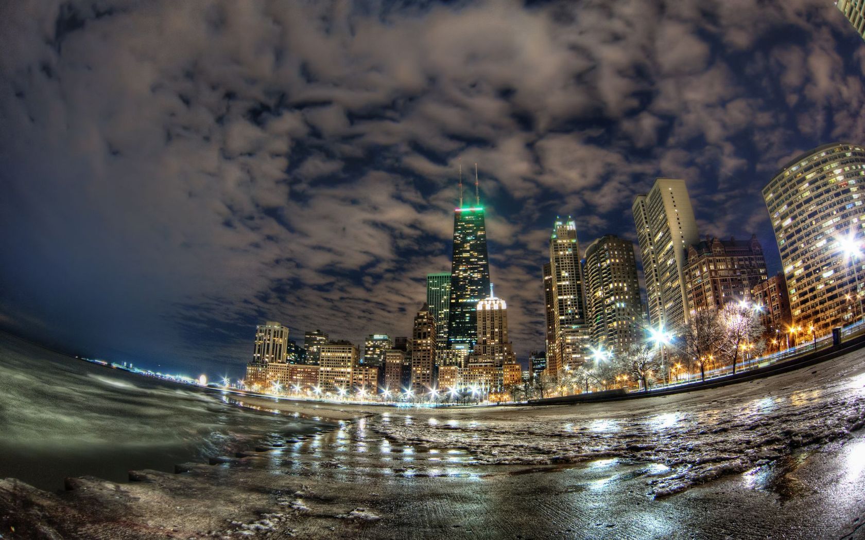 Free download wallpaper Cities, Chicago, Man Made, Fisheye on your PC desktop