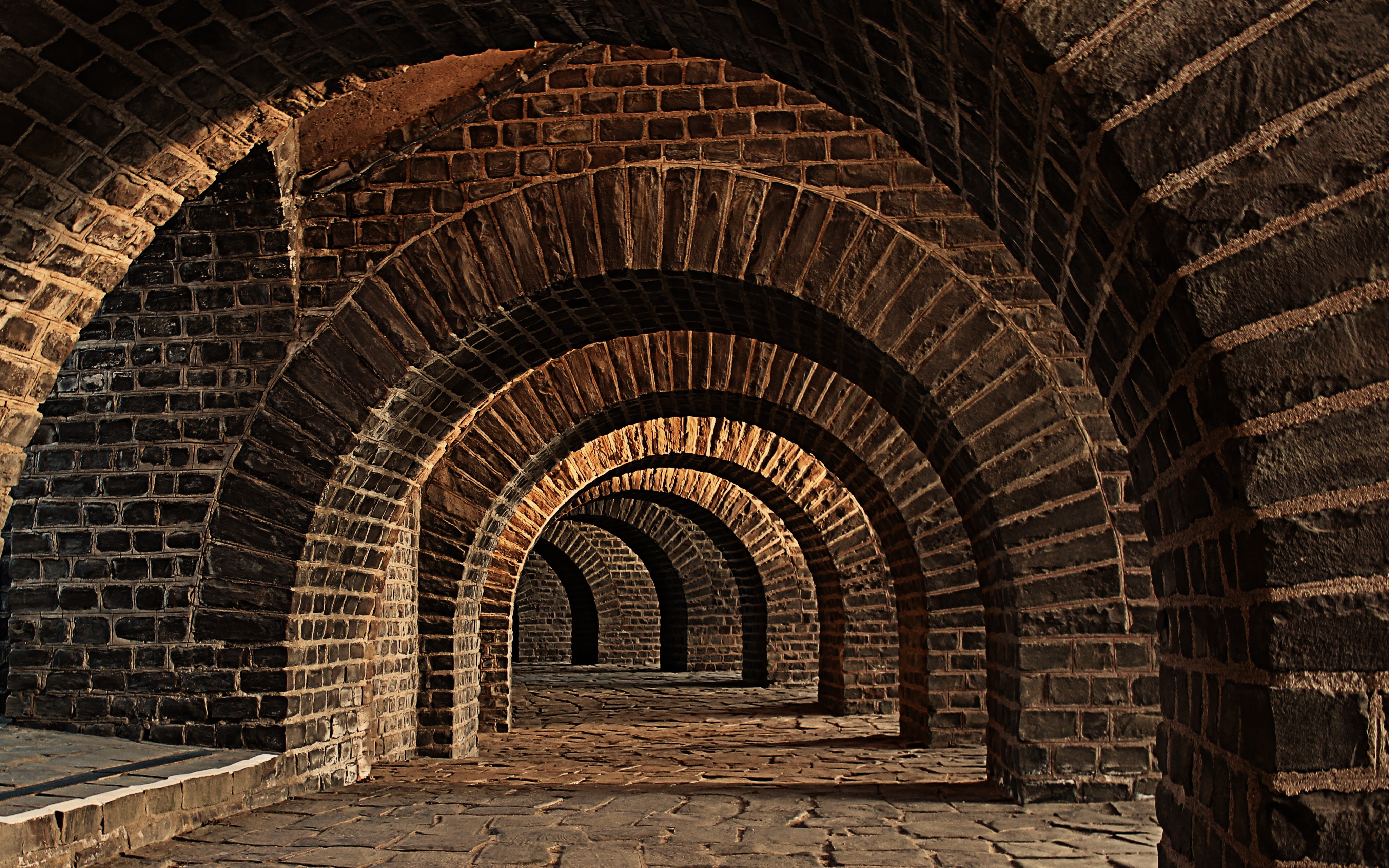 Download mobile wallpaper Arch, Tunnel, Brick, Man Made for free.