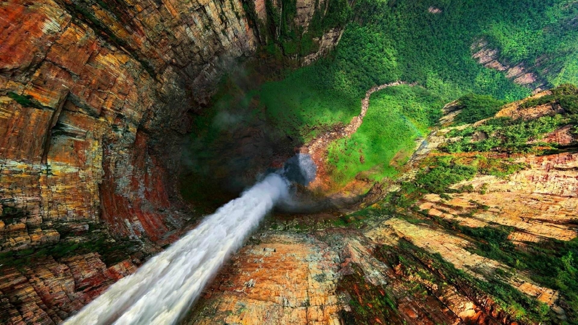 1504628 скачать обои земля/природа, водопад анхель, национальный парк канайма, мох, природа, растительность, венесуэла, вода, водопад - заставки и картинки бесплатно
