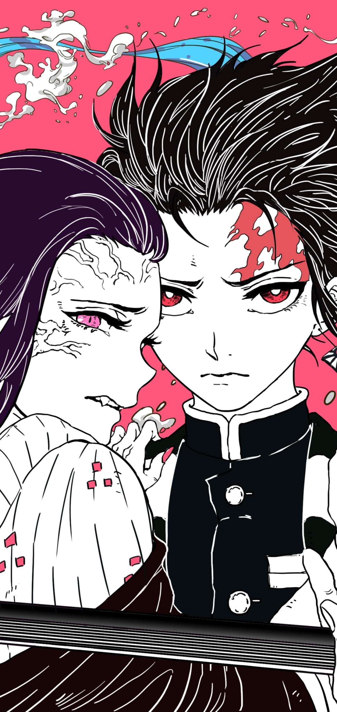 Handy-Wallpaper Animes, Nezuko Kamado, Demon Slayer, Tanjiro Kamado kostenlos herunterladen.