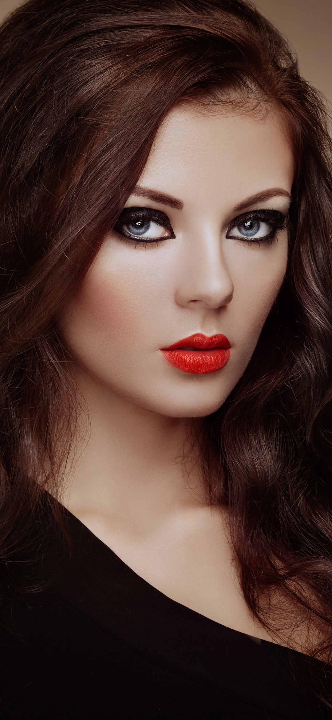 Download mobile wallpaper Brunette, Model, Women, Blue Eyes, Lipstick for free.