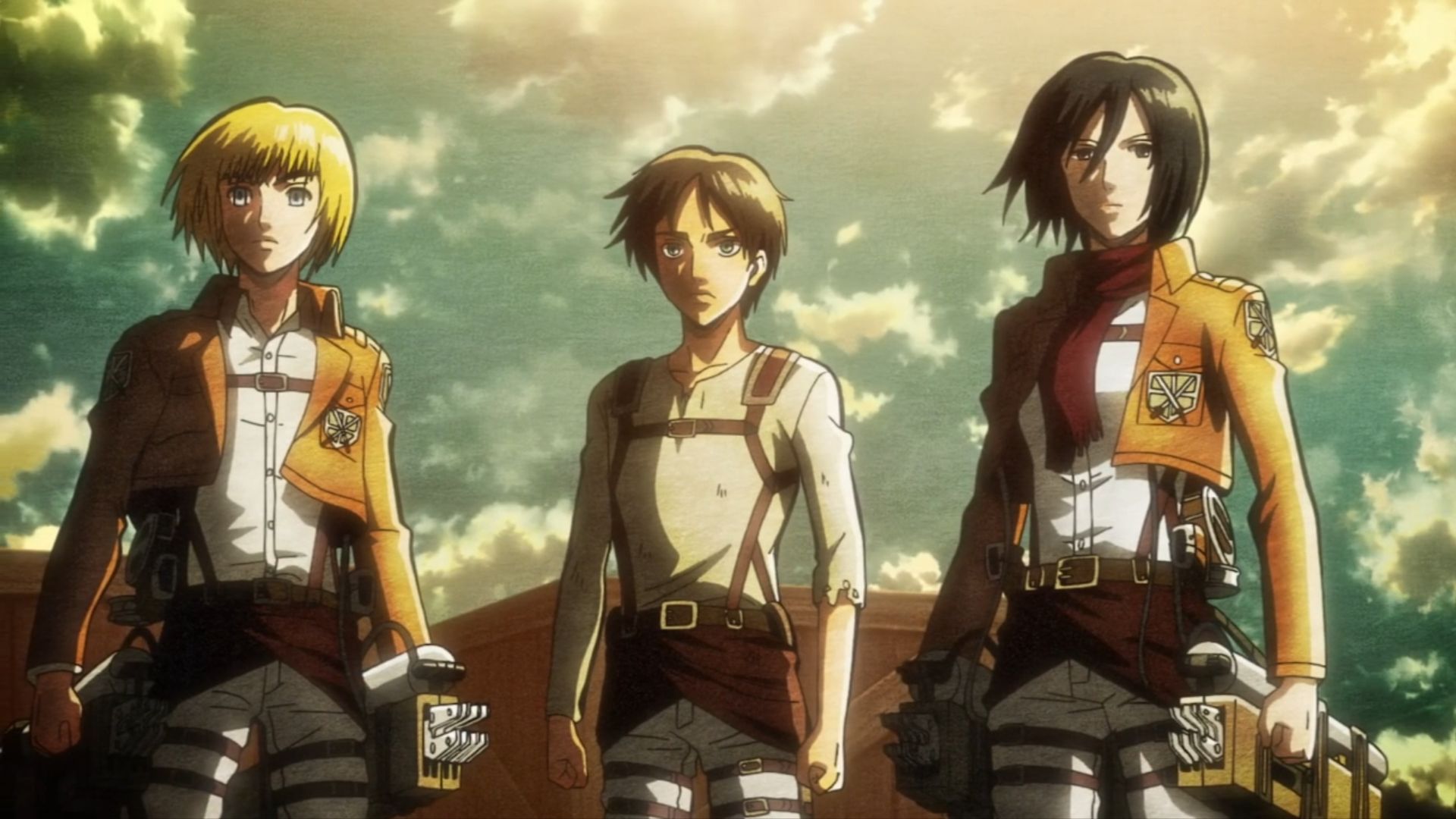 Baixar papel de parede para celular de Anime, Armin Arlert, Eren Yeager, Mikasa Ackerman, Ataque Dos Titãs gratuito.