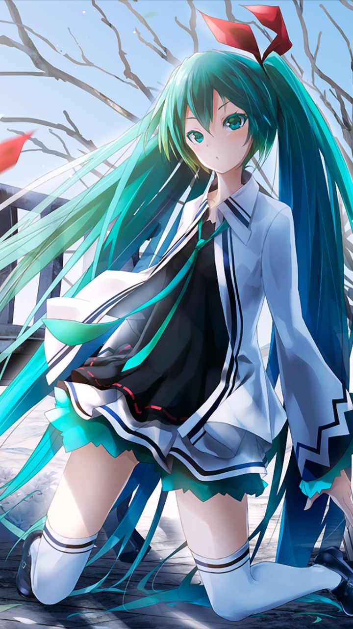 Download mobile wallpaper Anime, Vocaloid, Hatsune Miku, Thigh Highs for free.