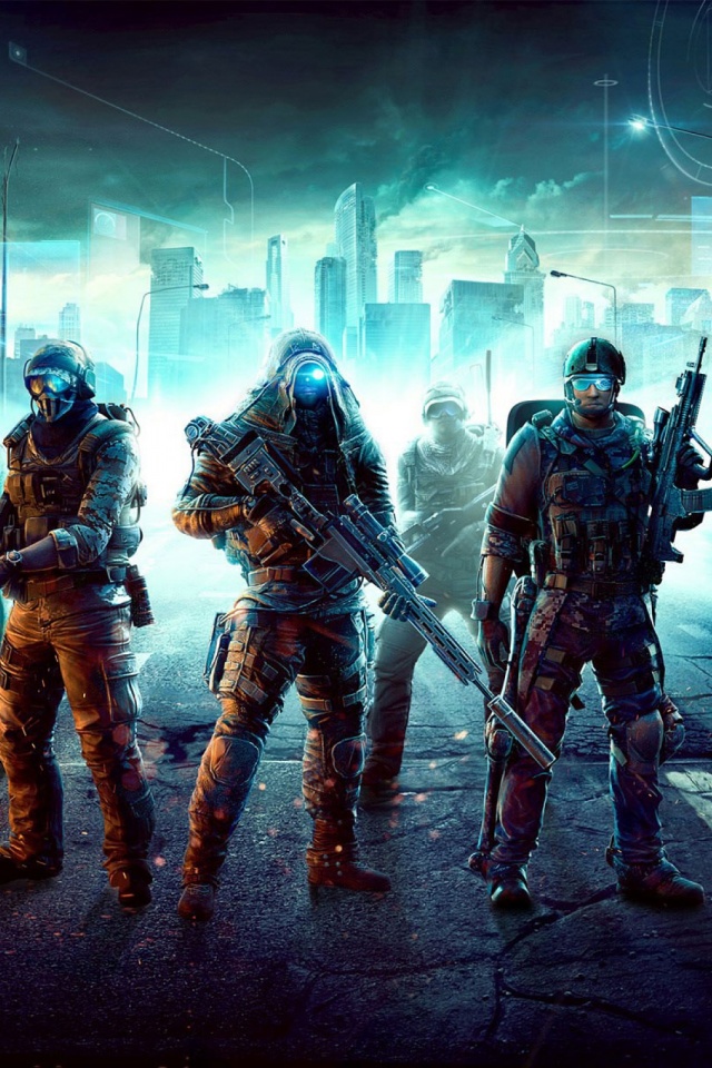 Descarga gratuita de fondo de pantalla para móvil de Arma, Ciudad, Edificio, Soldado, Videojuego, Ghost Recon De Tom Clancy: Futuro Soldado.