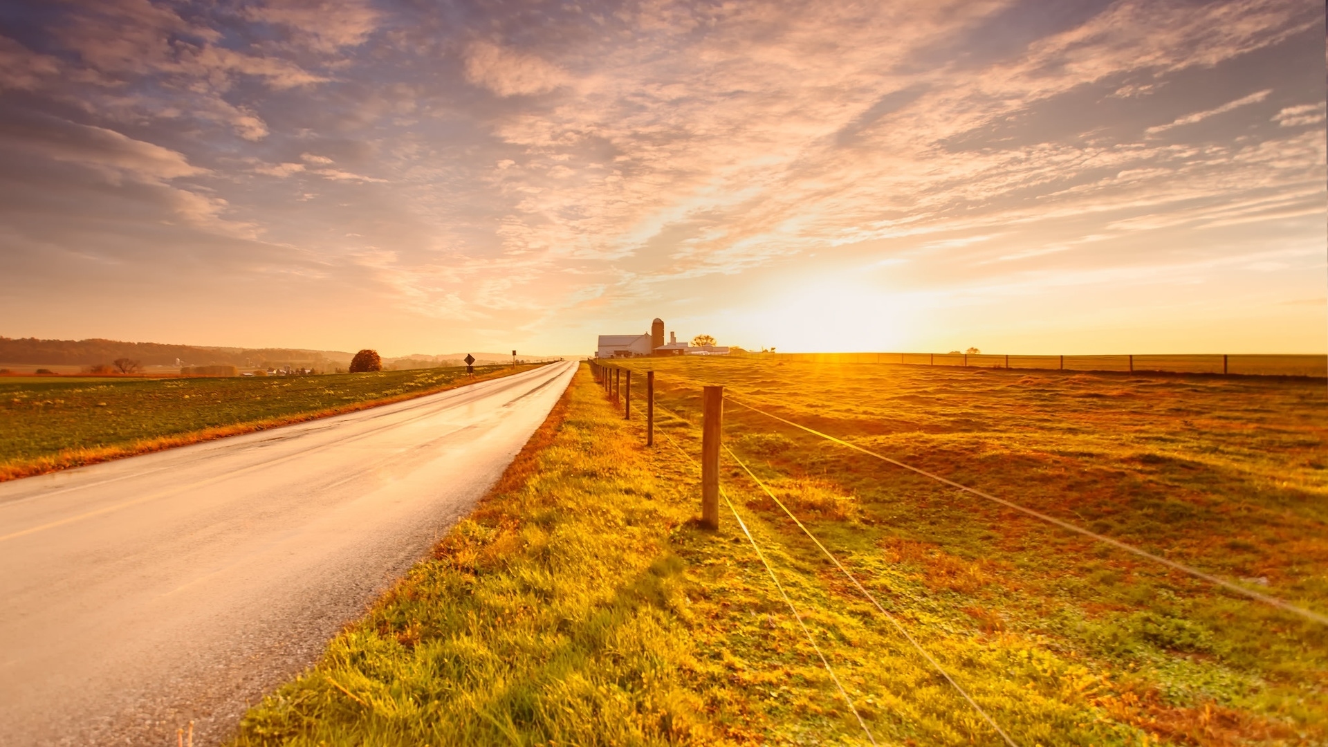 Baixar papel de parede para celular de Céu, Estrada, Campo, Nuvem, Feito Pelo Homem gratuito.