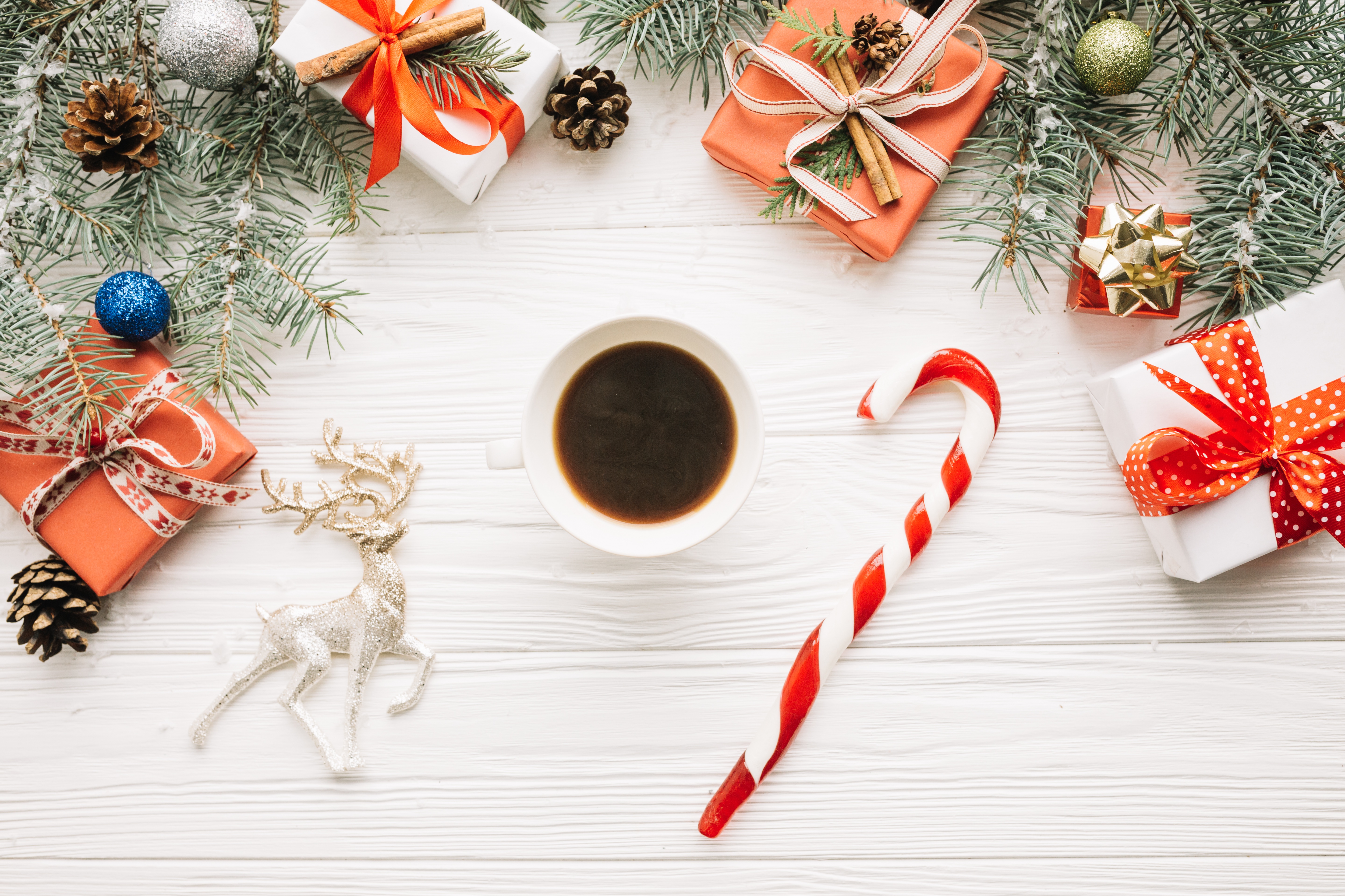 Download mobile wallpaper Coffee, Still Life, Christmas, Gift, Photography, Candy Cane for free.