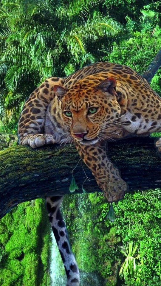 Скачати мобільні шпалери Леопард, Тварина, Тропічний, Фантазія, Фантазійні Тварини безкоштовно.