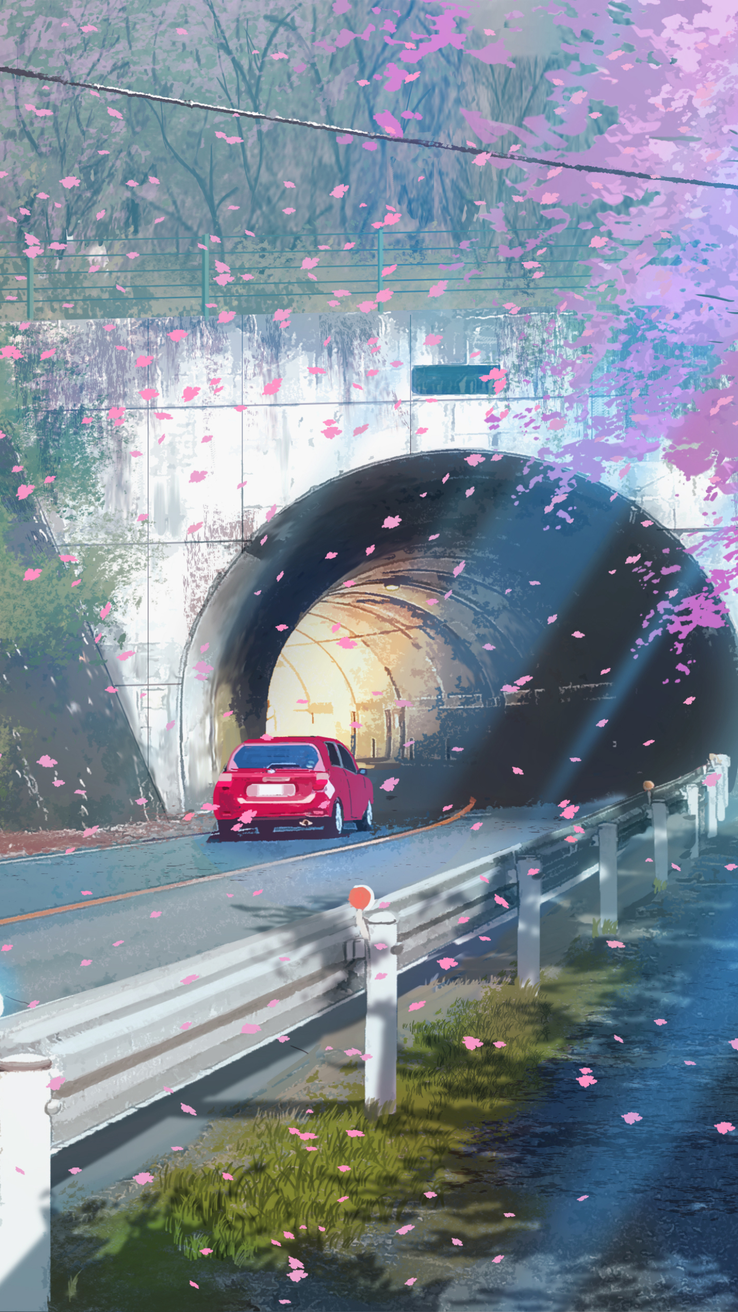 Download mobile wallpaper Anime, Road, Car, Street, Tunnel for free.
