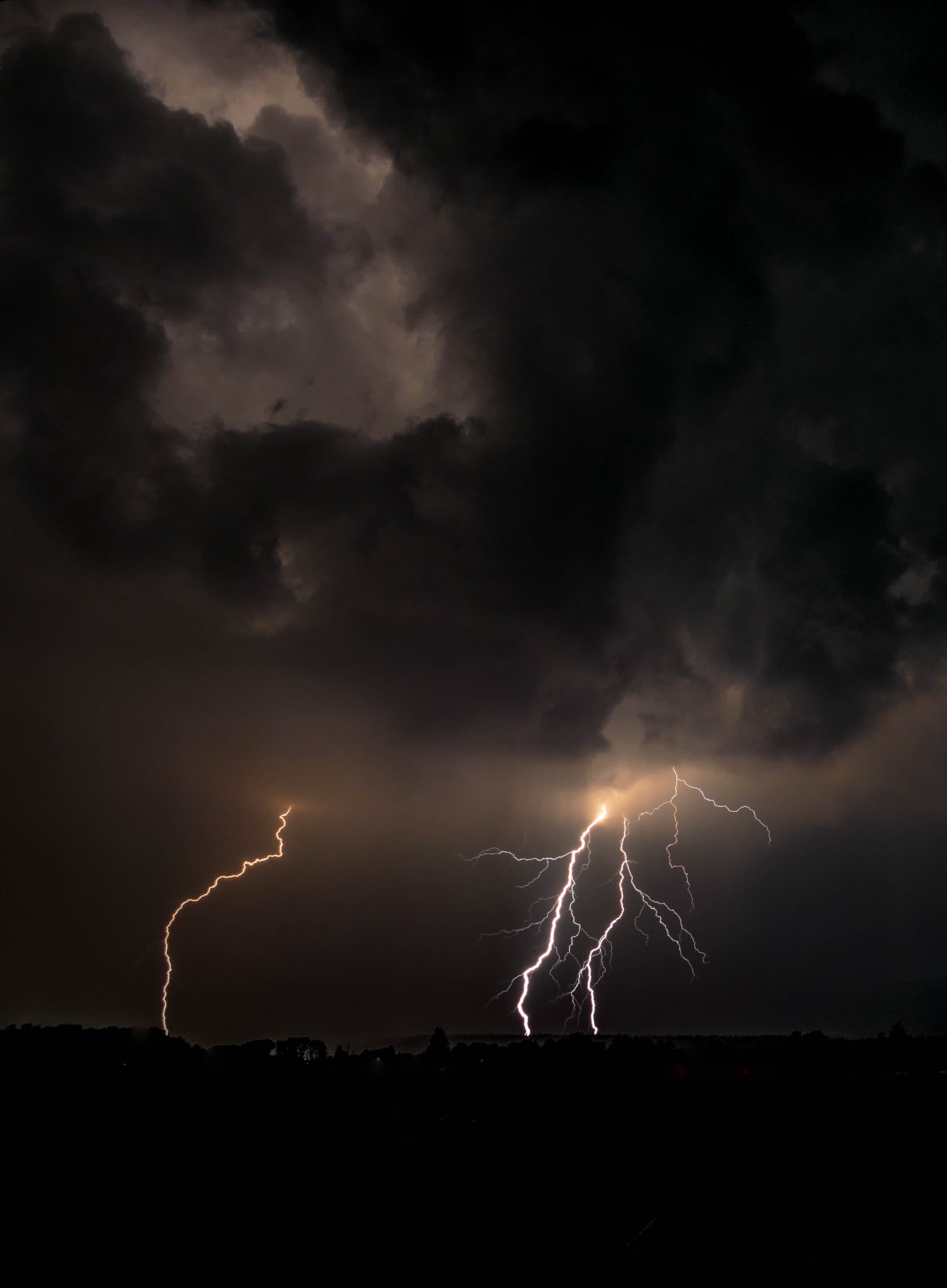 lightning, nature, night, clouds, mainly cloudy, overcast Full HD