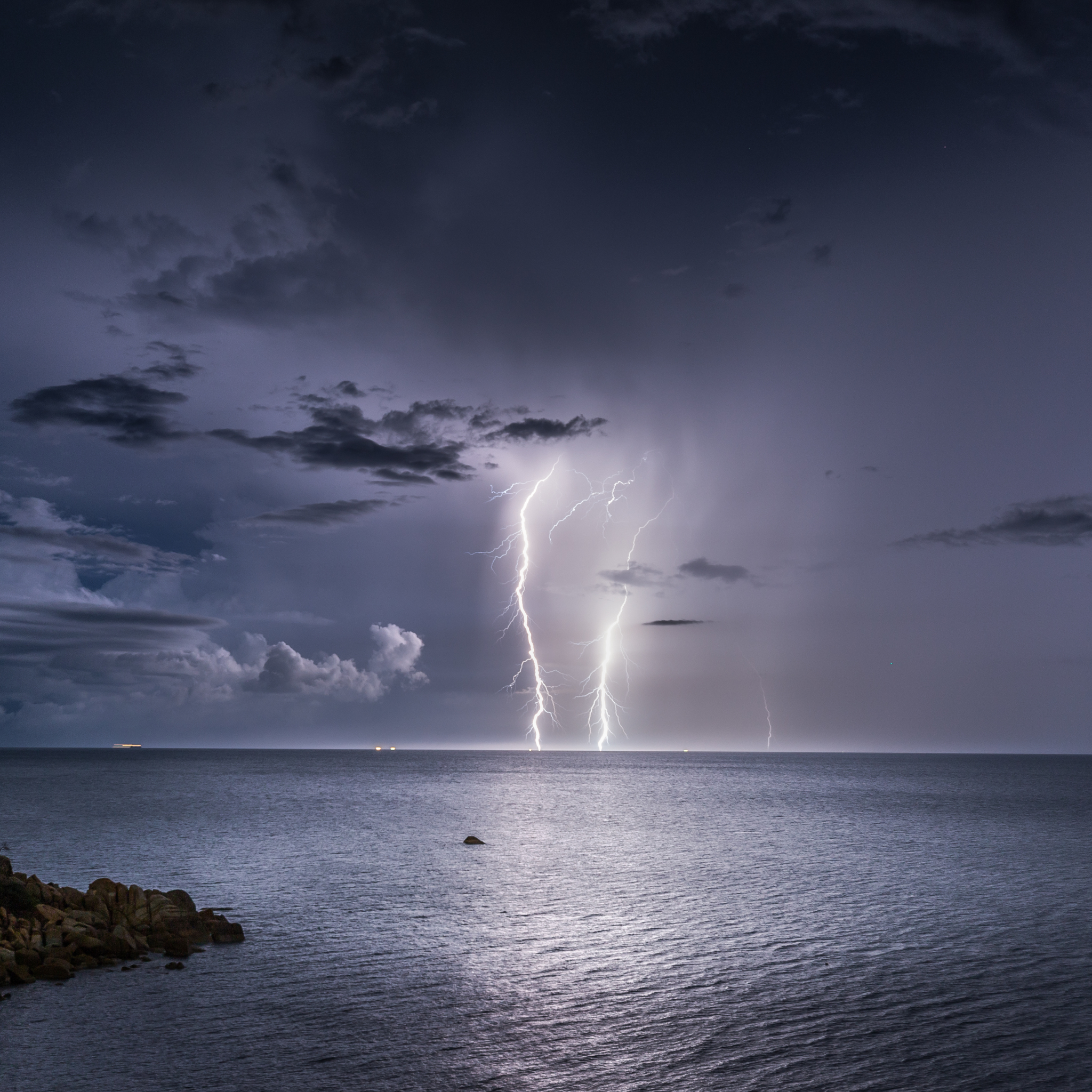 Download mobile wallpaper Sky, Lightning, Tropics, Storm, Photography, Seascape for free.