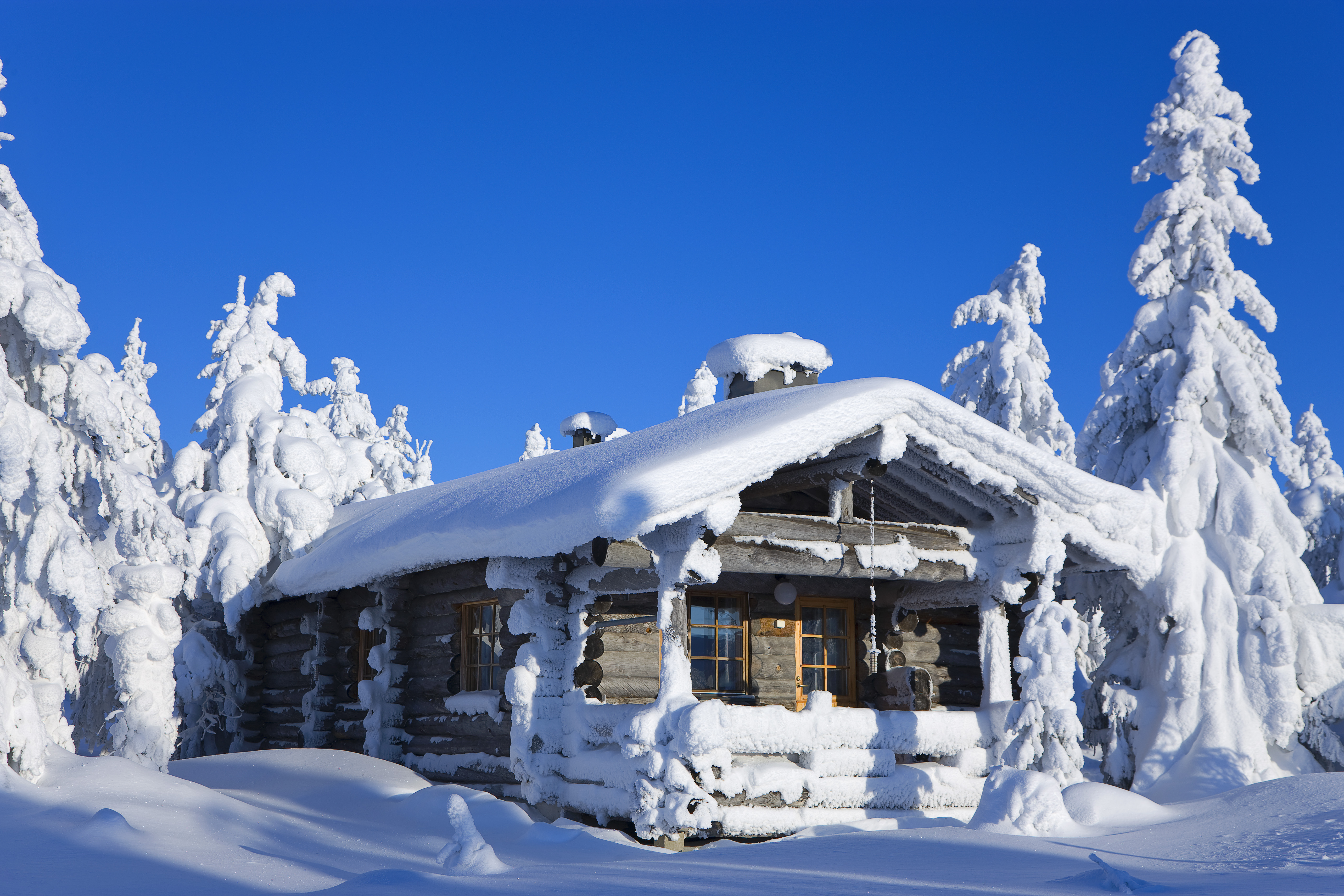 Free download wallpaper Winter, Snow, Wood, Tree, Cabin, Man Made on your PC desktop