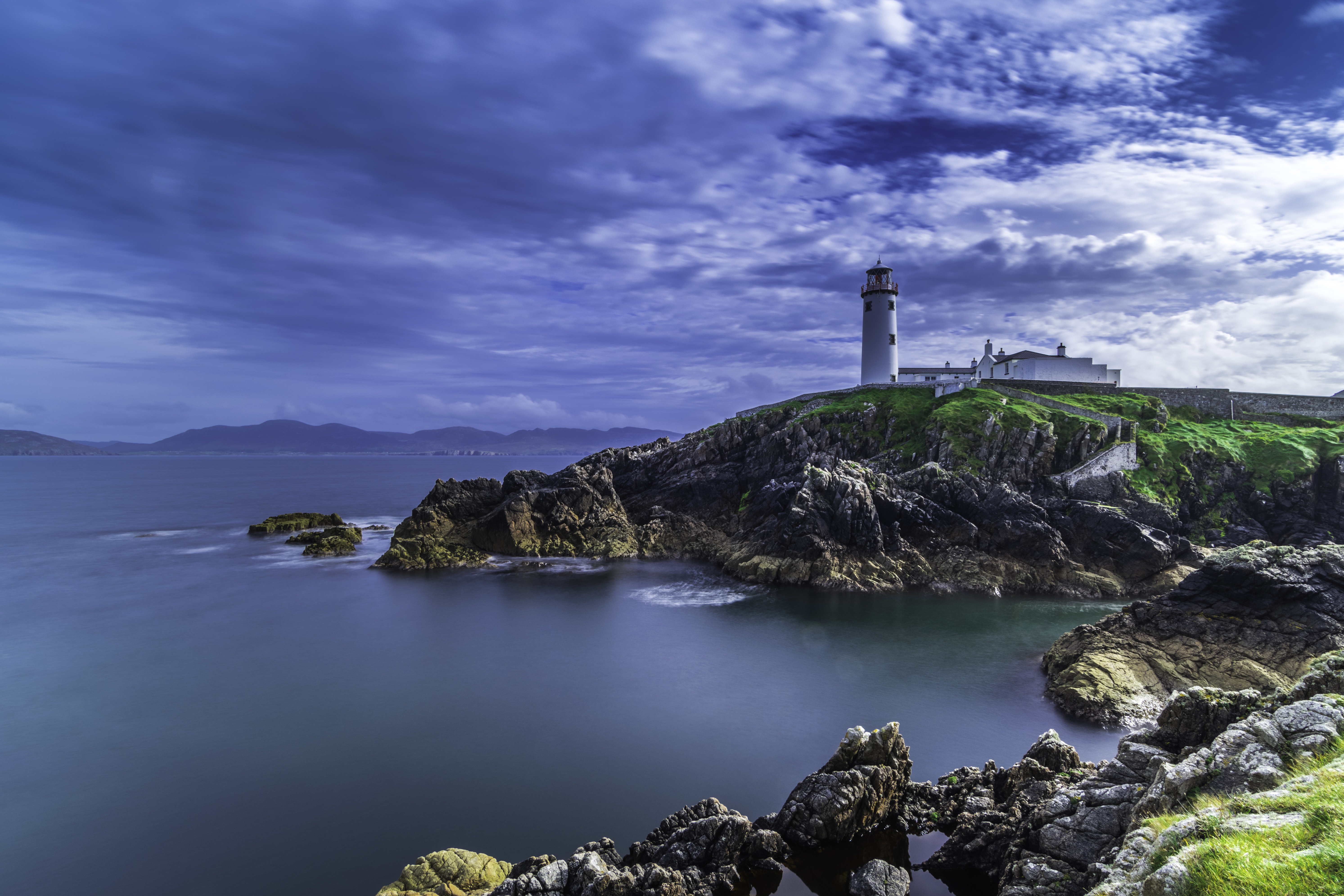 Download mobile wallpaper Coast, Lighthouse, Cloud, Ireland, Man Made for free.