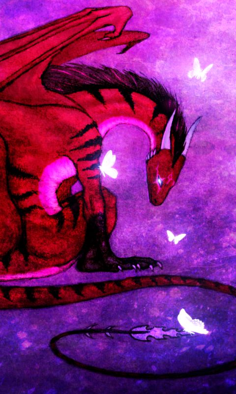 Скачать картинку Фэнтези, Бабочка, Дракон, Пурпурный в телефон бесплатно.