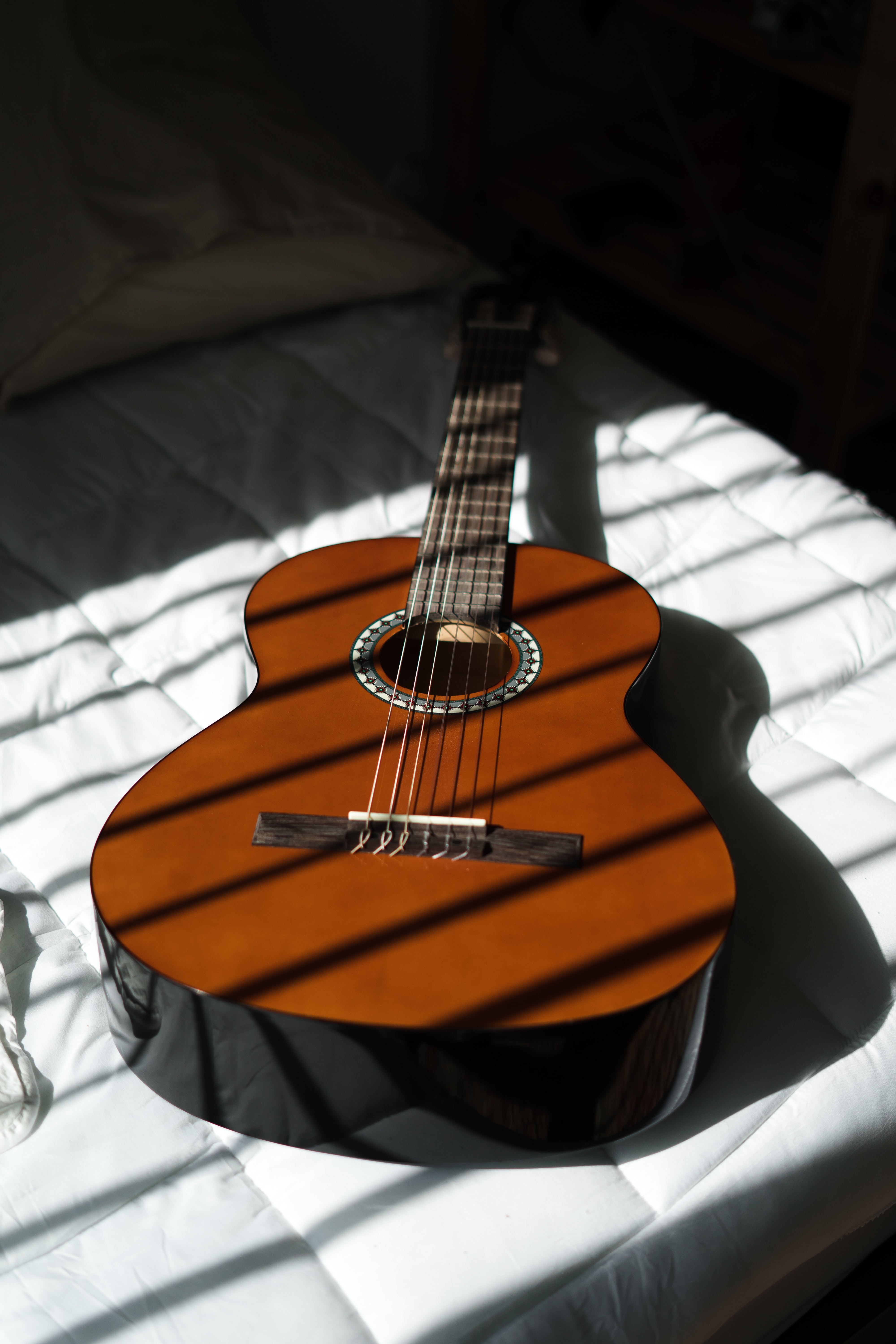 vertical wallpaper guitar, acoustic guitar, music, musical instrument, sheet, stripes, streaks, sheets