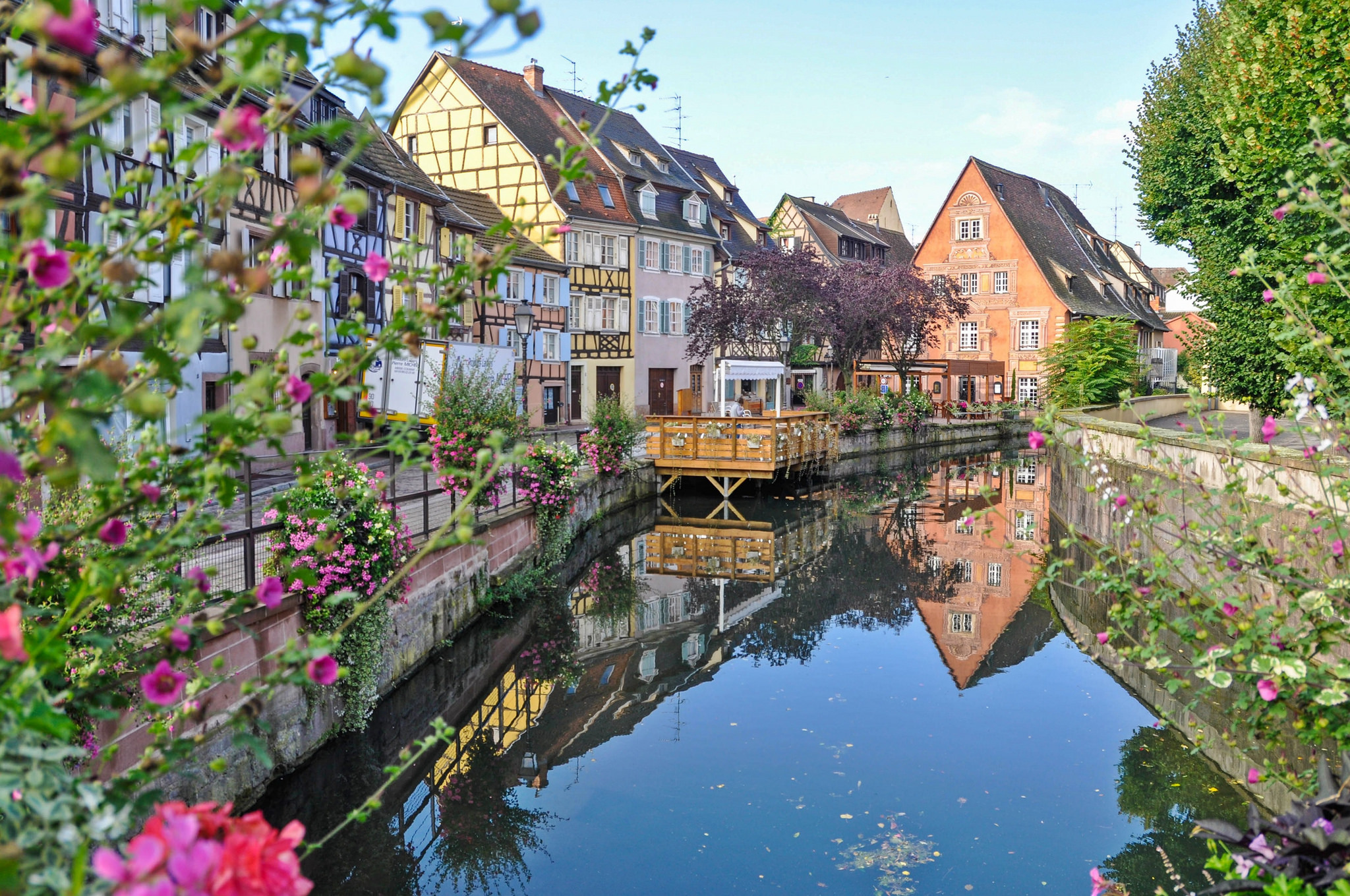 man made, colmar, canal, france, house, reflection, town, towns