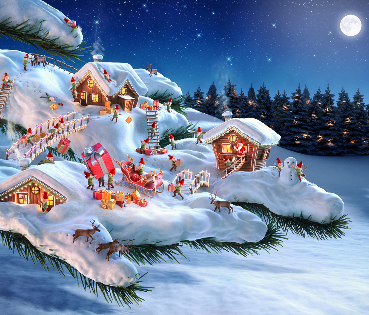 Laden Sie das Feiertage, Weihnachtsmann, Weihnachten, Schneemann, Geschenk-Bild kostenlos auf Ihren PC-Desktop herunter