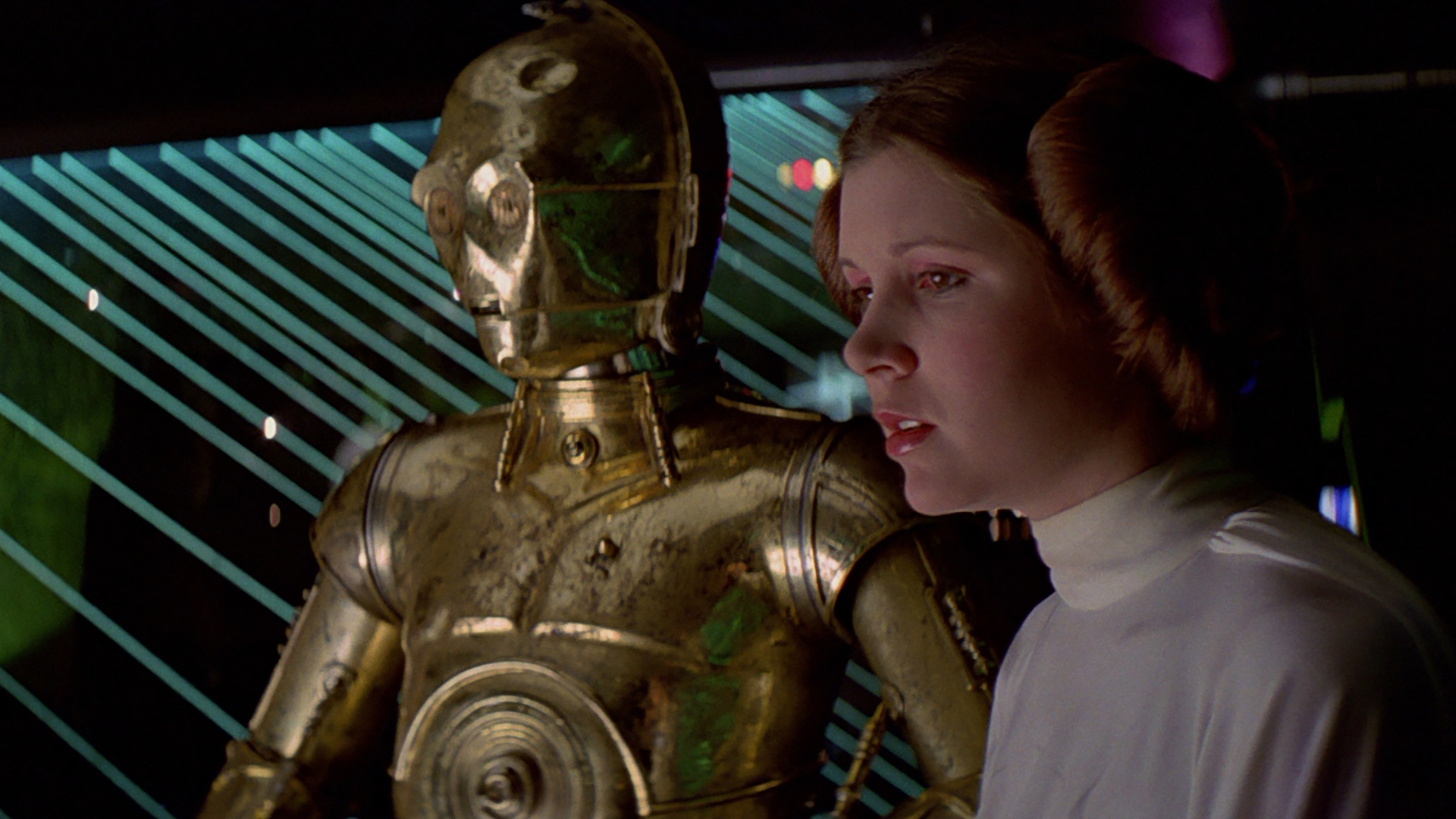 movie, star wars episode iv: a new hope, carrie fisher, c 3po, droid, princess leia, star wars