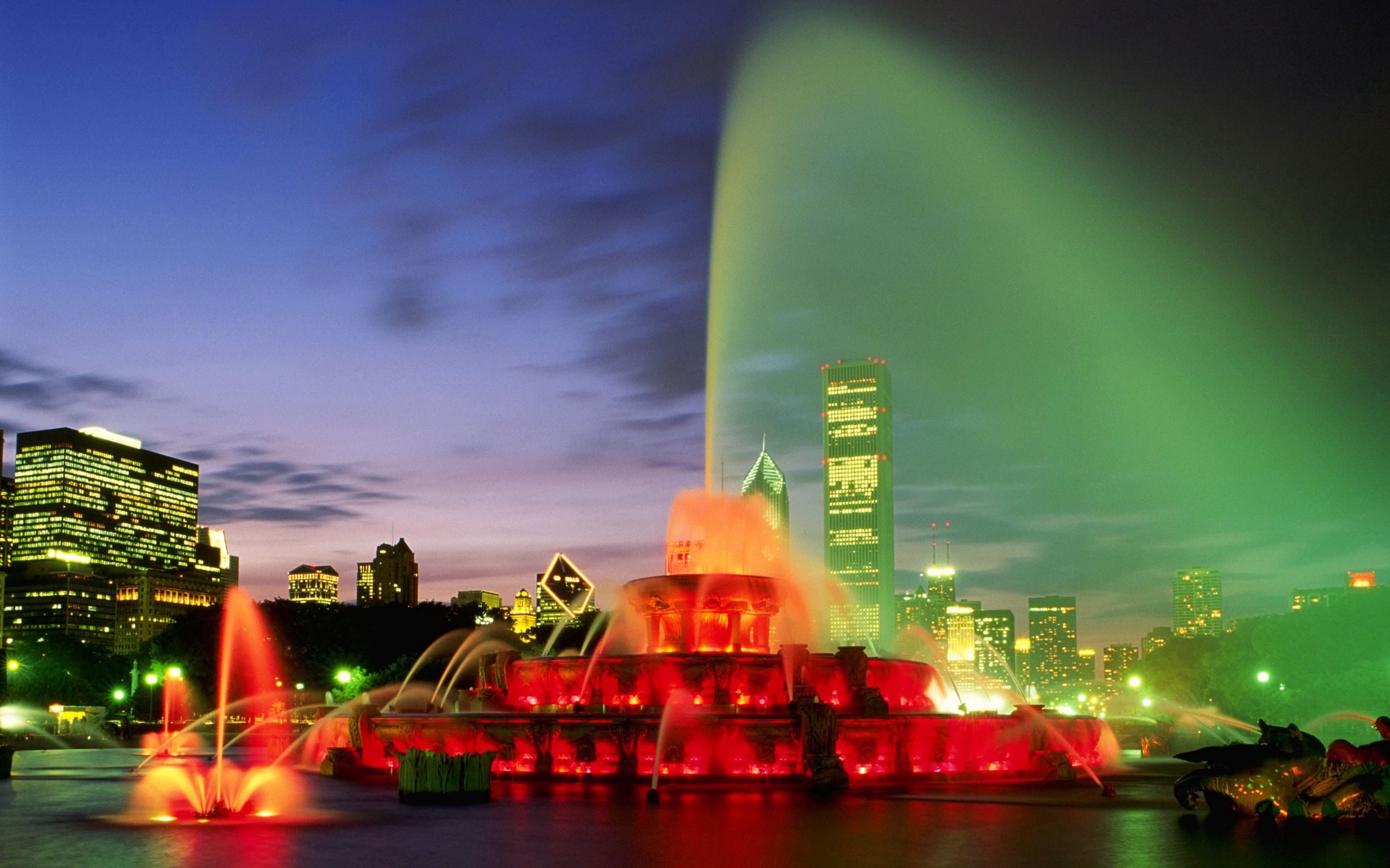Free download wallpaper Cities, Fountain, Laser Show, Night on your PC desktop