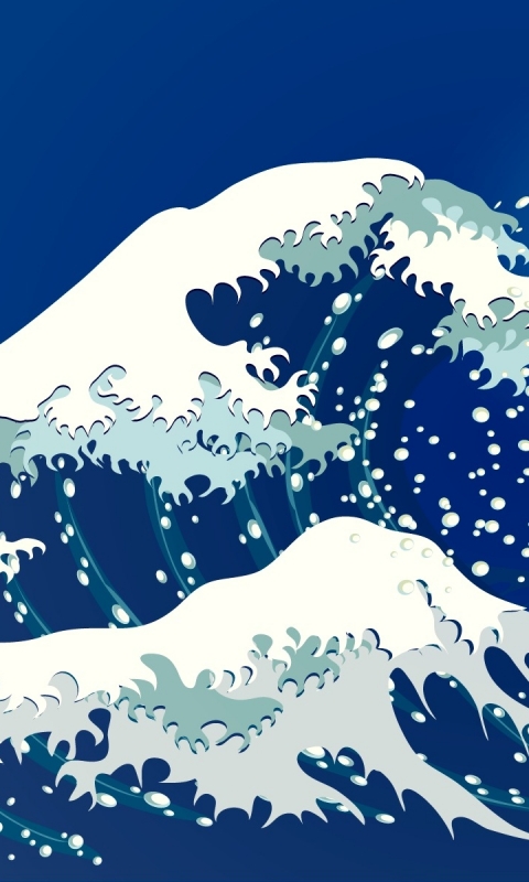 vertical wallpaper artistic, the great wave off kanagawa, water, wave, ocean
