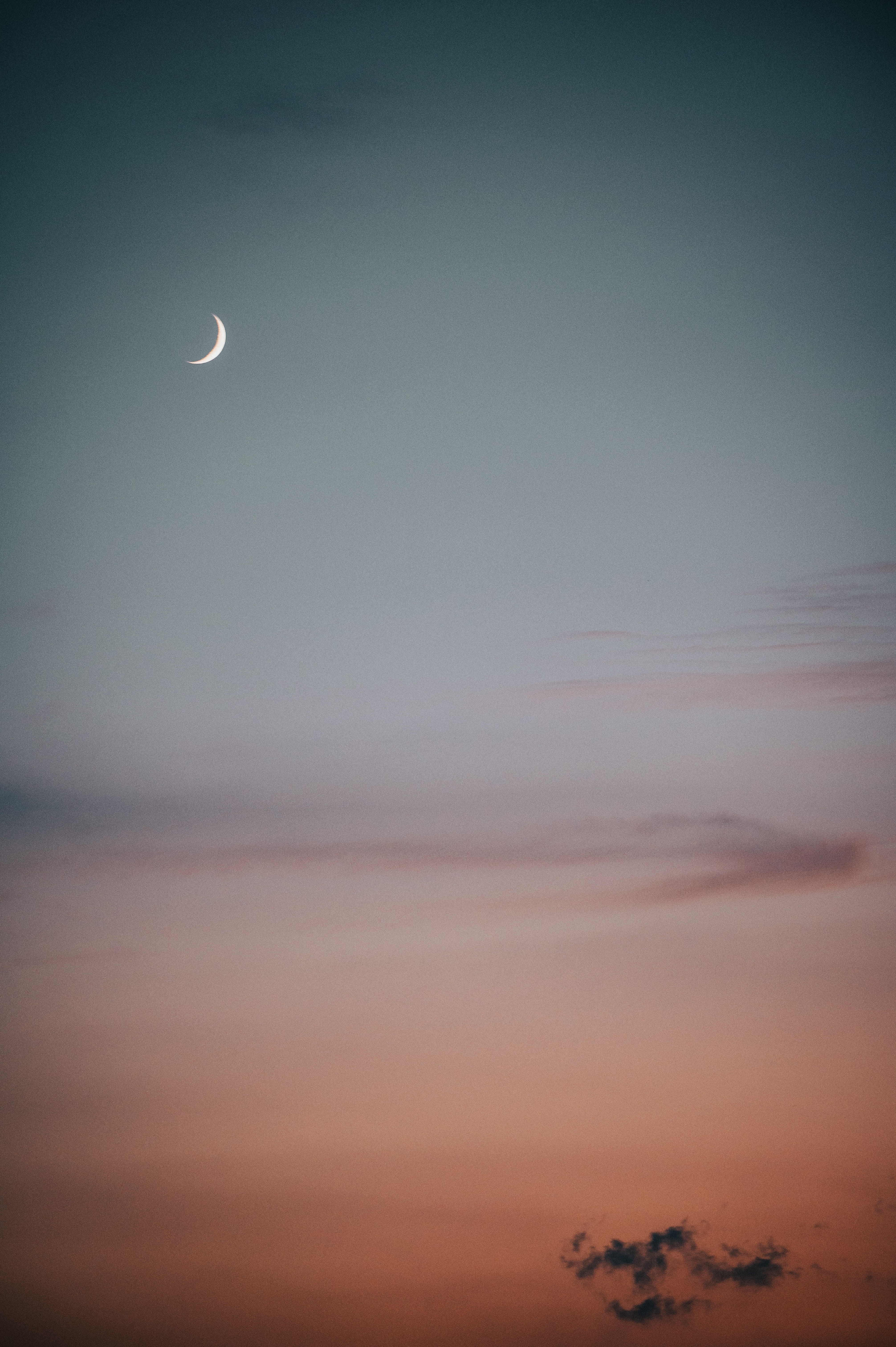 Download mobile wallpaper Clouds, Twilight, Dusk, Sky, Nature, Moon for free.