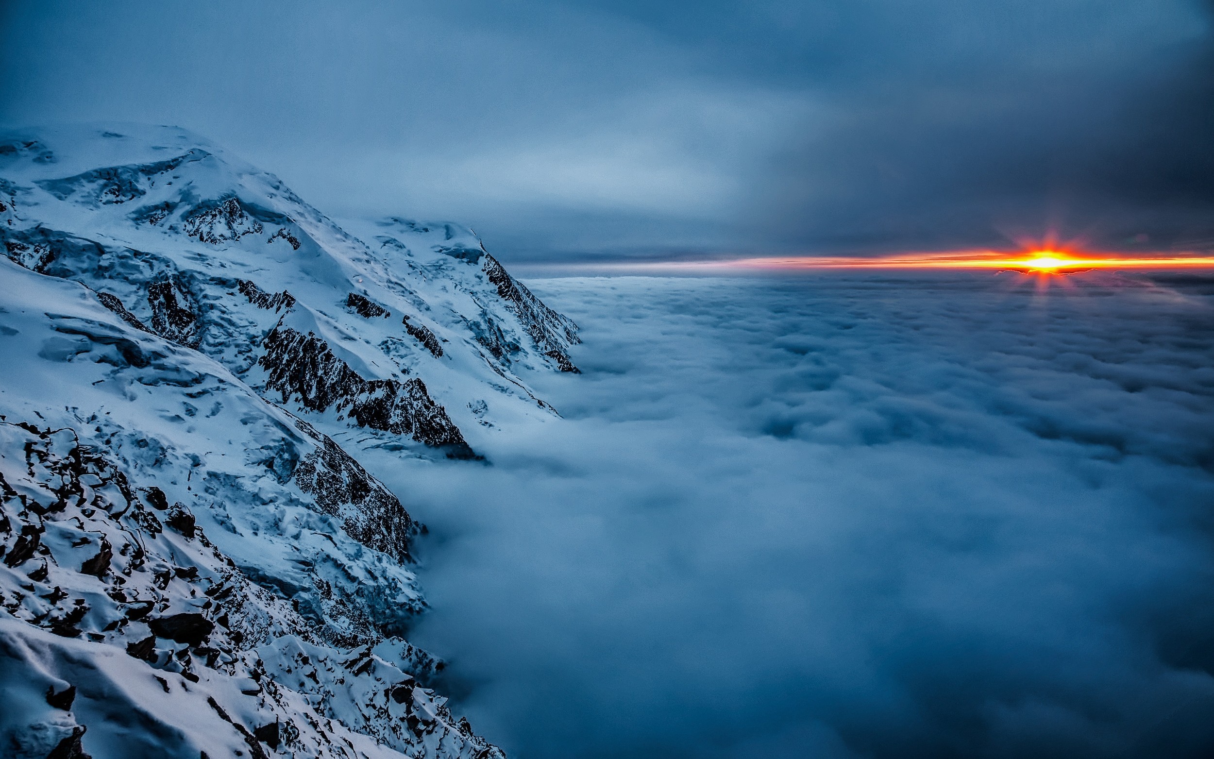 Téléchargez gratuitement l'image Hiver, Coucher De Soleil, Horizon, Montagne, Côte, Nuage, Terre/nature, Neiger sur le bureau de votre PC