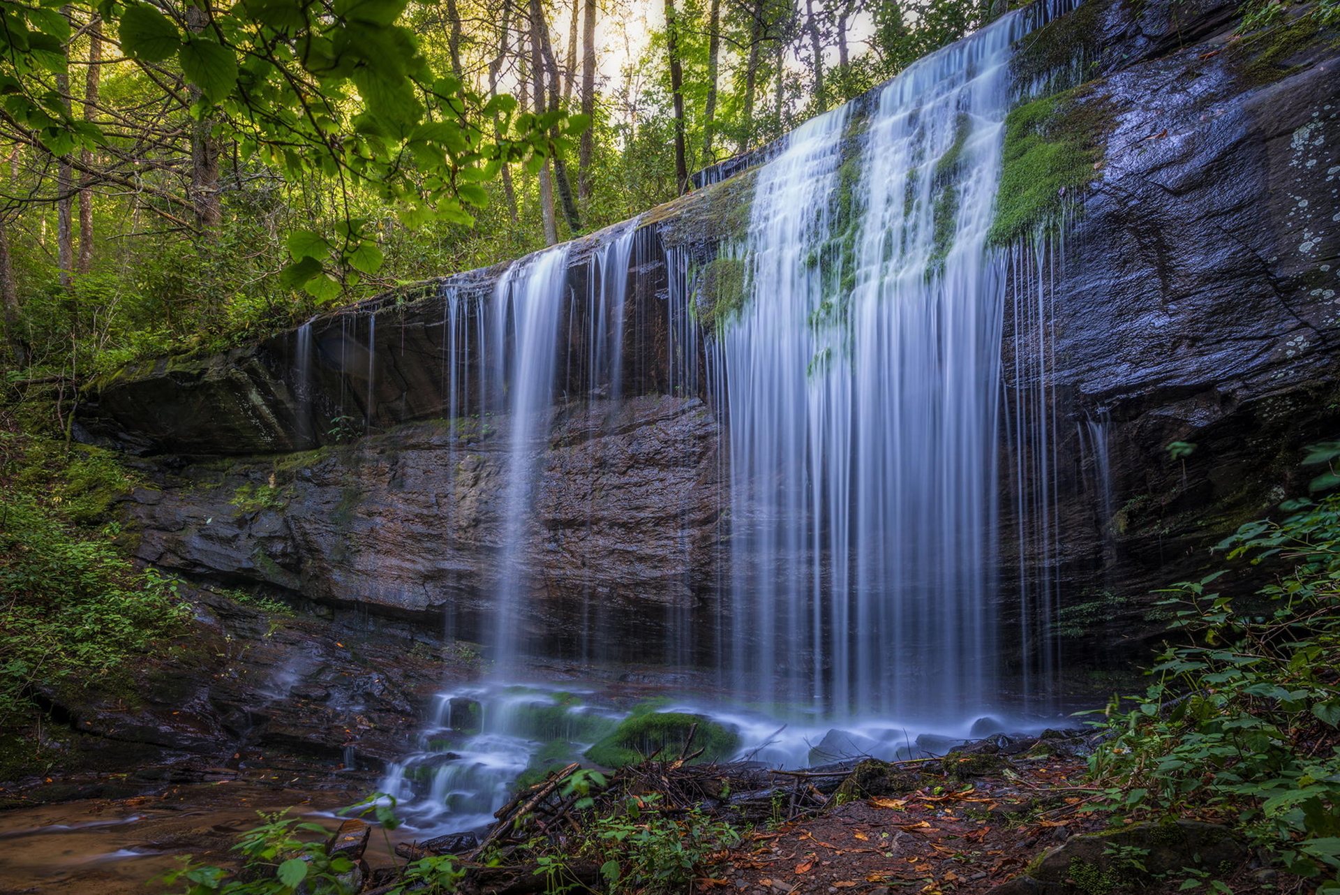 Descarga gratuita de fondo de pantalla para móvil de Naturaleza, Agua, Cascadas, Cascada, Bosque, Musgo, Tierra/naturaleza.