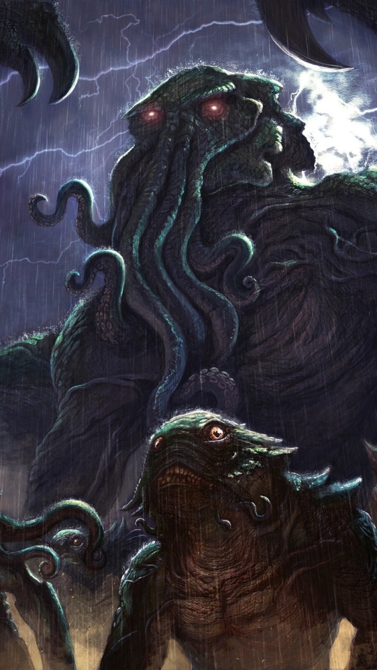 Download mobile wallpaper Fantasy, Rain, Creature, Cthulhu for free.