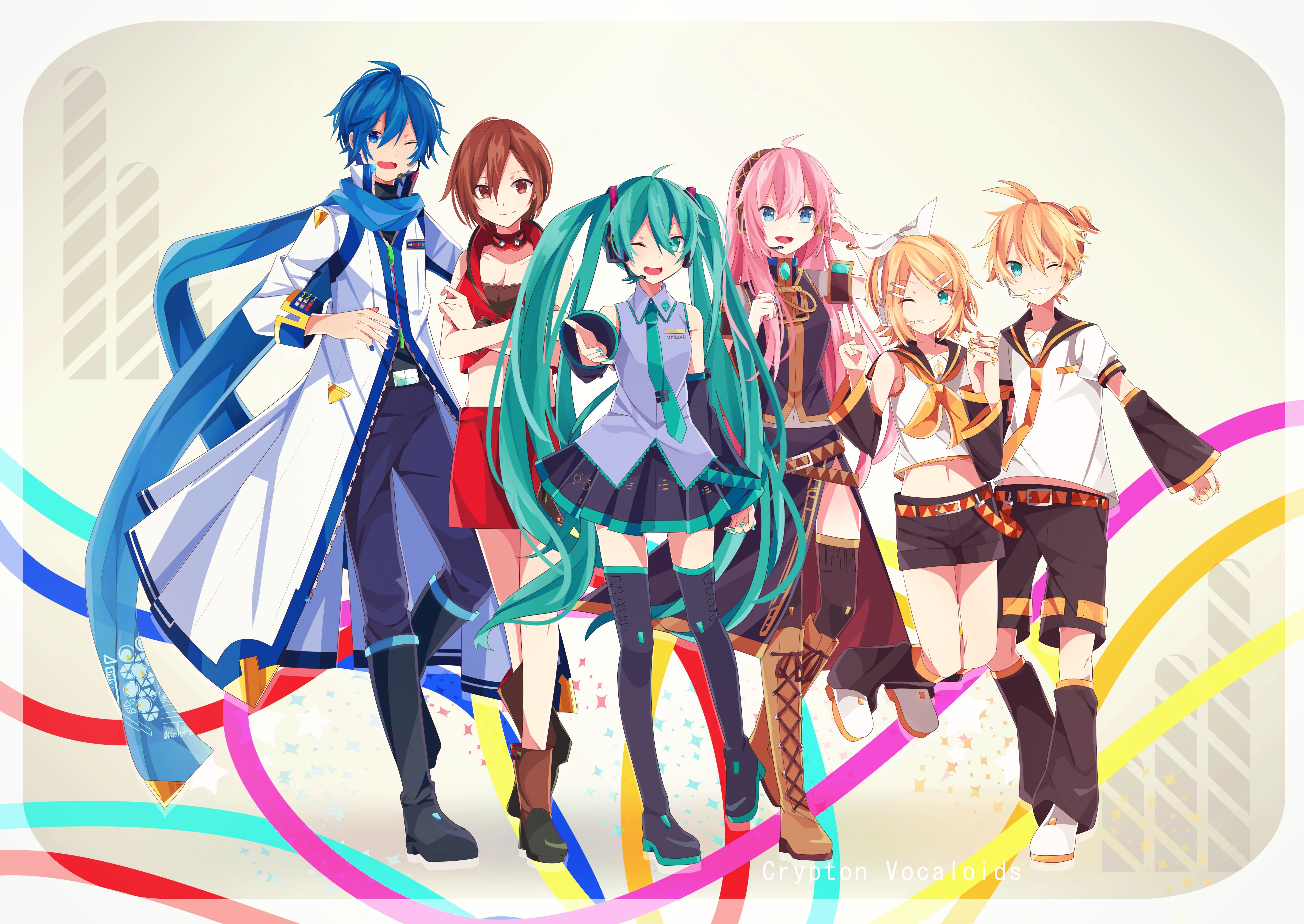 Download mobile wallpaper Anime, Vocaloid, Hatsune Miku, Luka Megurine, Rin Kagamine, Kaito (Vocaloid), Len Kagamine, Meiko (Vocaloid) for free.