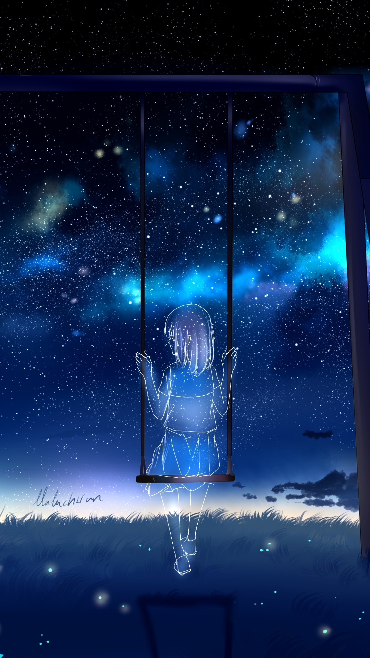 Download mobile wallpaper Anime, Sky, Stars, Original for free.