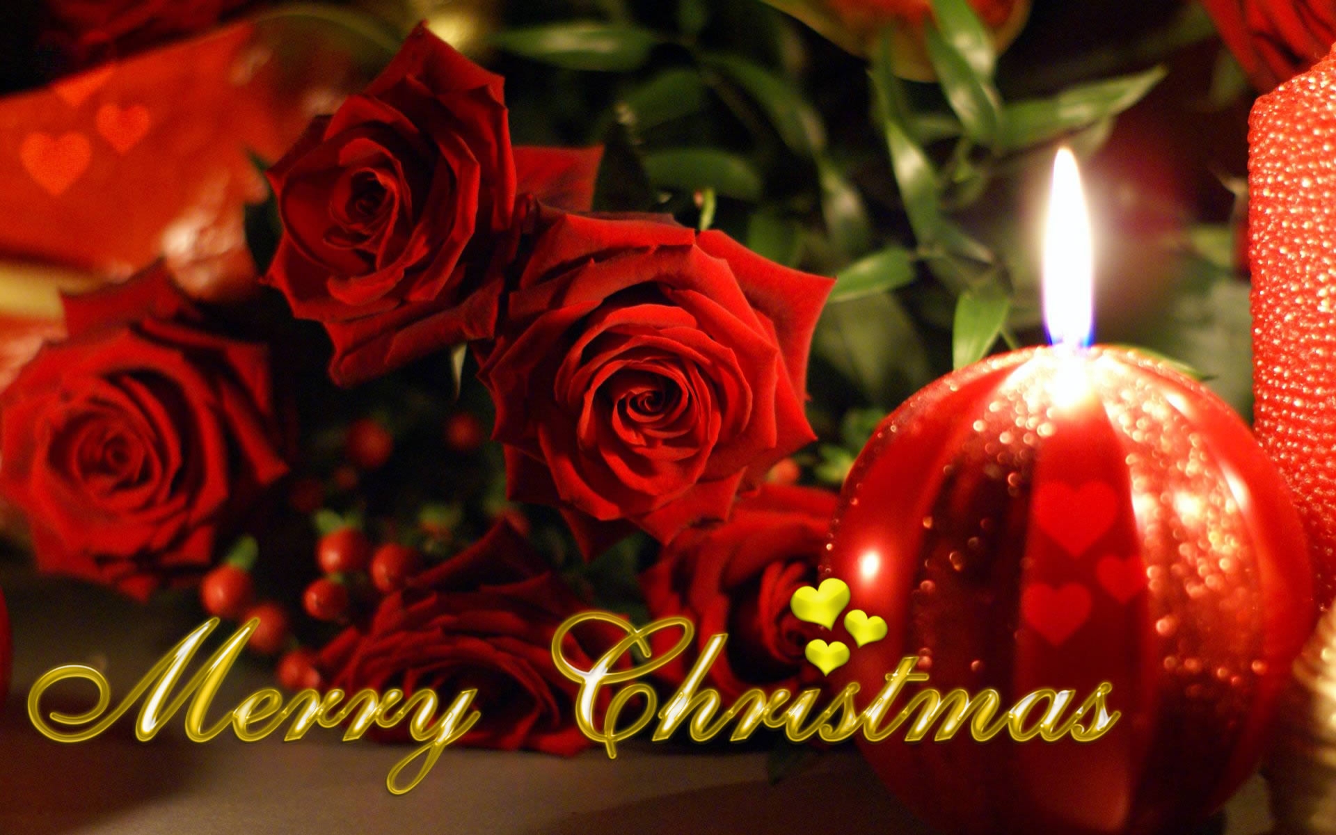 Free download wallpaper Christmas, Holiday, Candle, Red Rose, Merry Christmas on your PC desktop