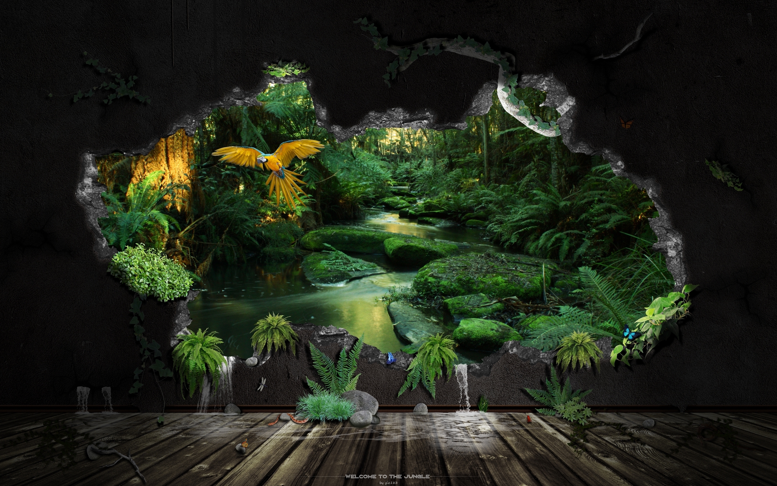 Free download wallpaper Rivers, Trees, Landscape, Parrots on your PC desktop