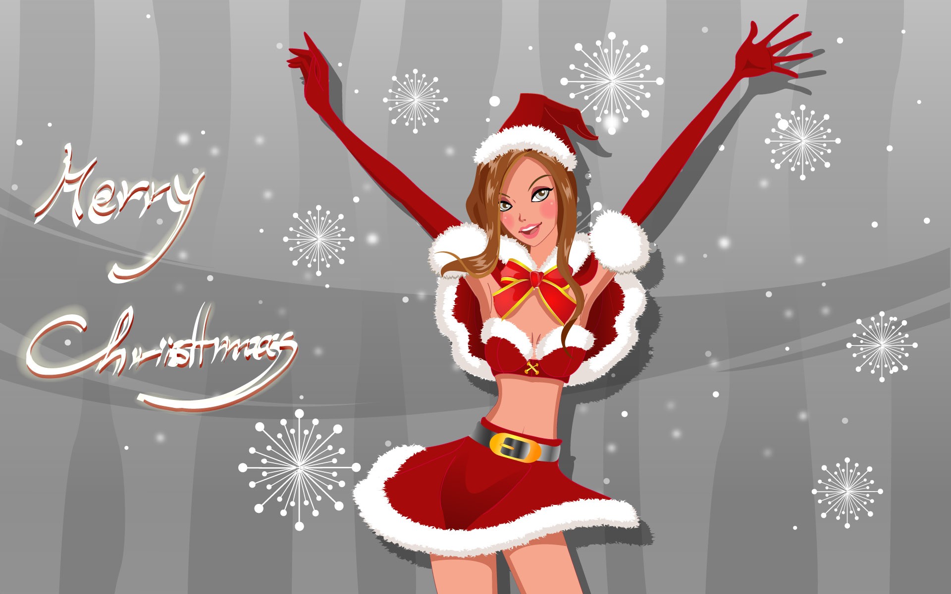 Free download wallpaper Christmas, Holiday, Grey, Snowflake, Merry Christmas, Santa Hat on your PC desktop