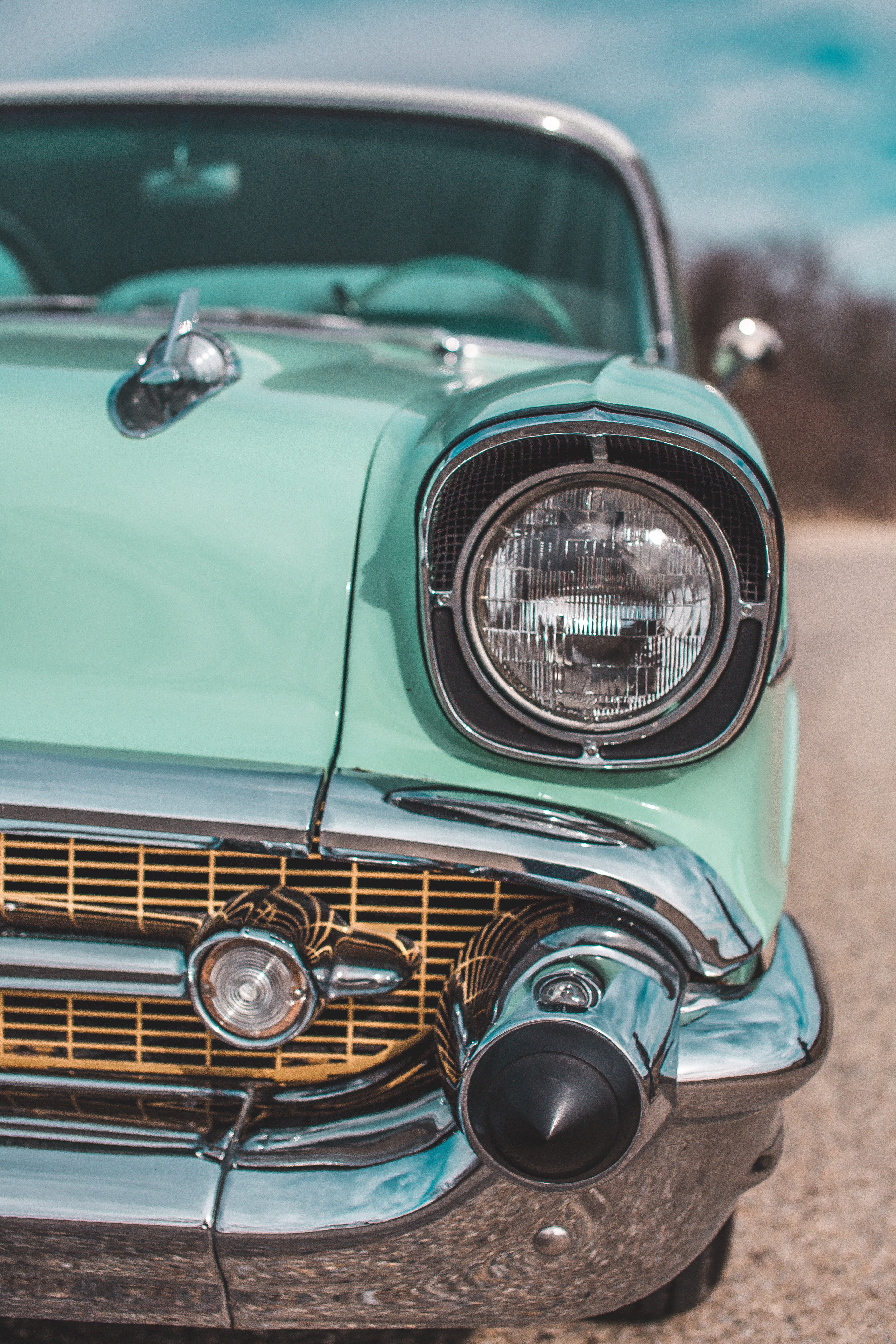 Download mobile wallpaper Auto, Front View, Cars, Headlight, Retro for free.