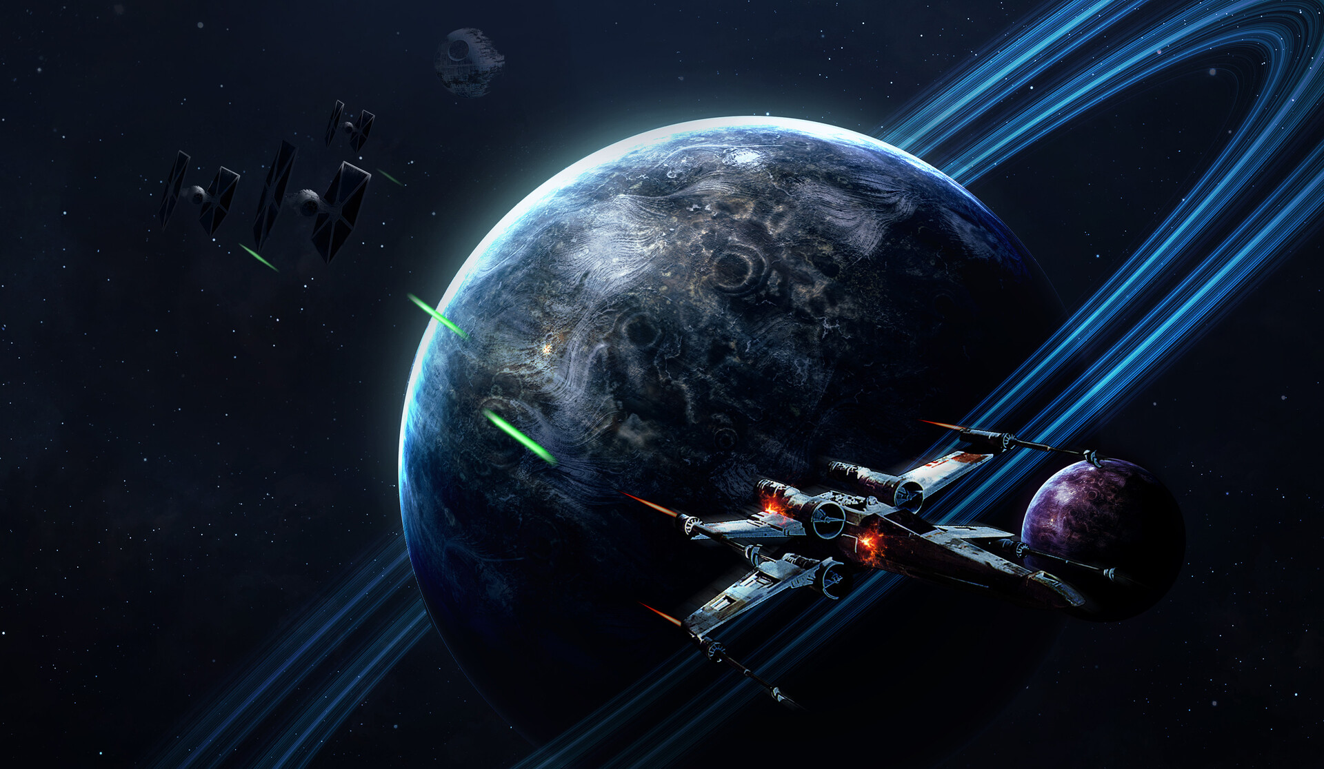 Laden Sie das Planet, Science Fiction, Krieg Der Sterne, Todesstern, Tie Kämpfer, X Wing-Bild kostenlos auf Ihren PC-Desktop herunter