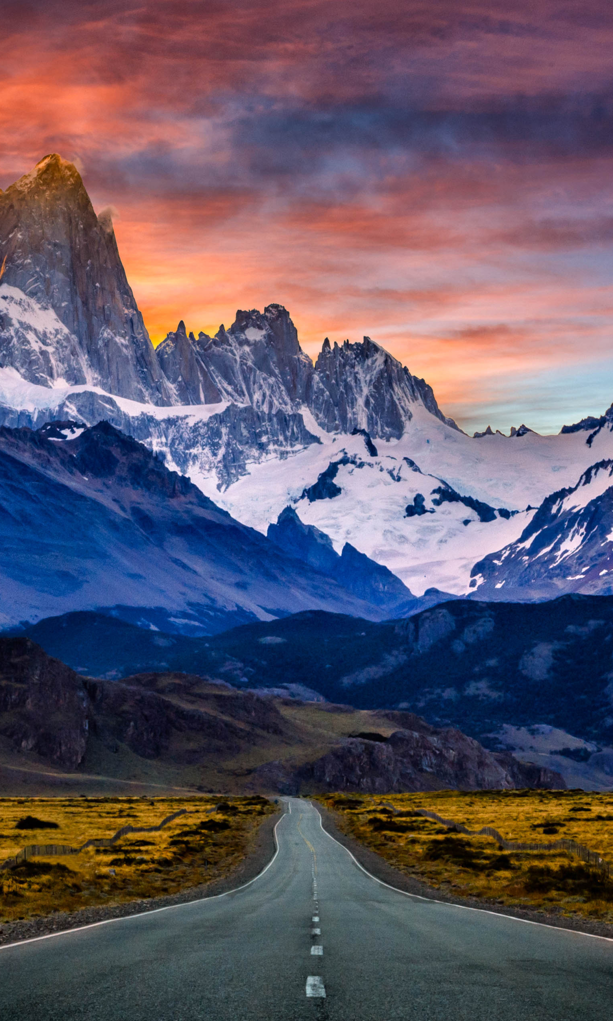 無料モバイル壁紙日没, 山, 地球, アルゼンチン, パタゴニア, 山岳, フィッツロイ山をダウンロードします。