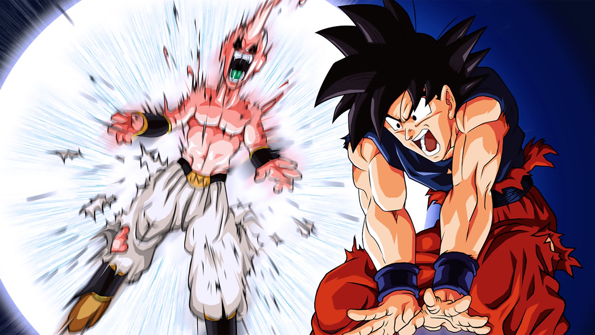 Laden Sie das Animes, Son Goku, Dragonball Z, Dragon Ball: Doragon Bôru, Majin Buu-Bild kostenlos auf Ihren PC-Desktop herunter