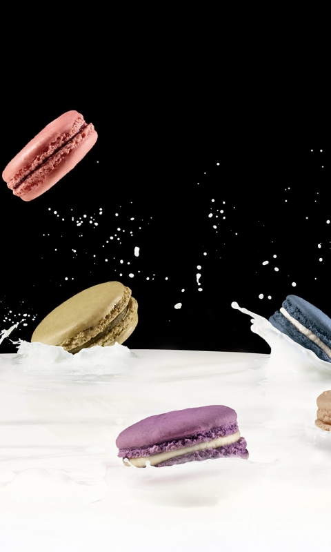 Download mobile wallpaper Food, Sweets, Milk, Macaron for free.