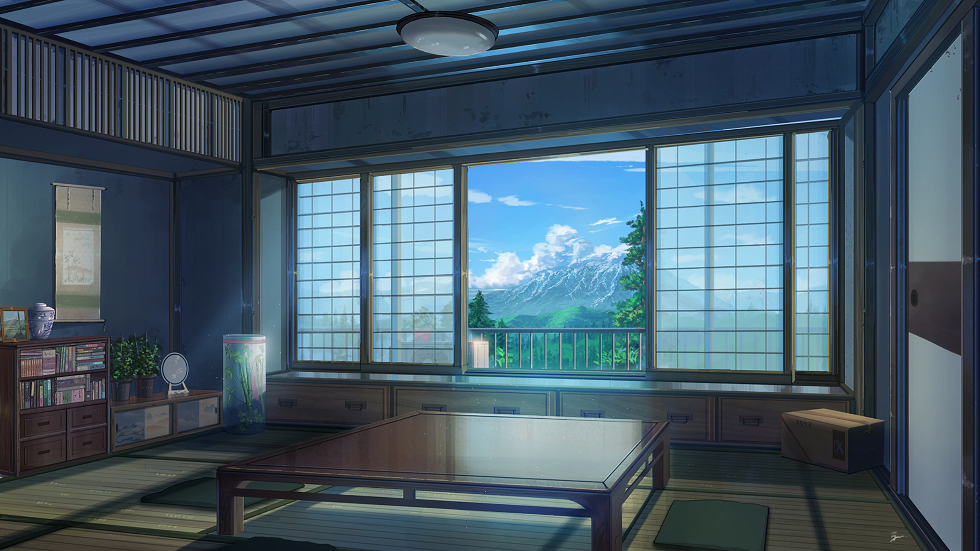 Laden Sie das Zimmer, Wolke, Himmel, Animes-Bild kostenlos auf Ihren PC-Desktop herunter