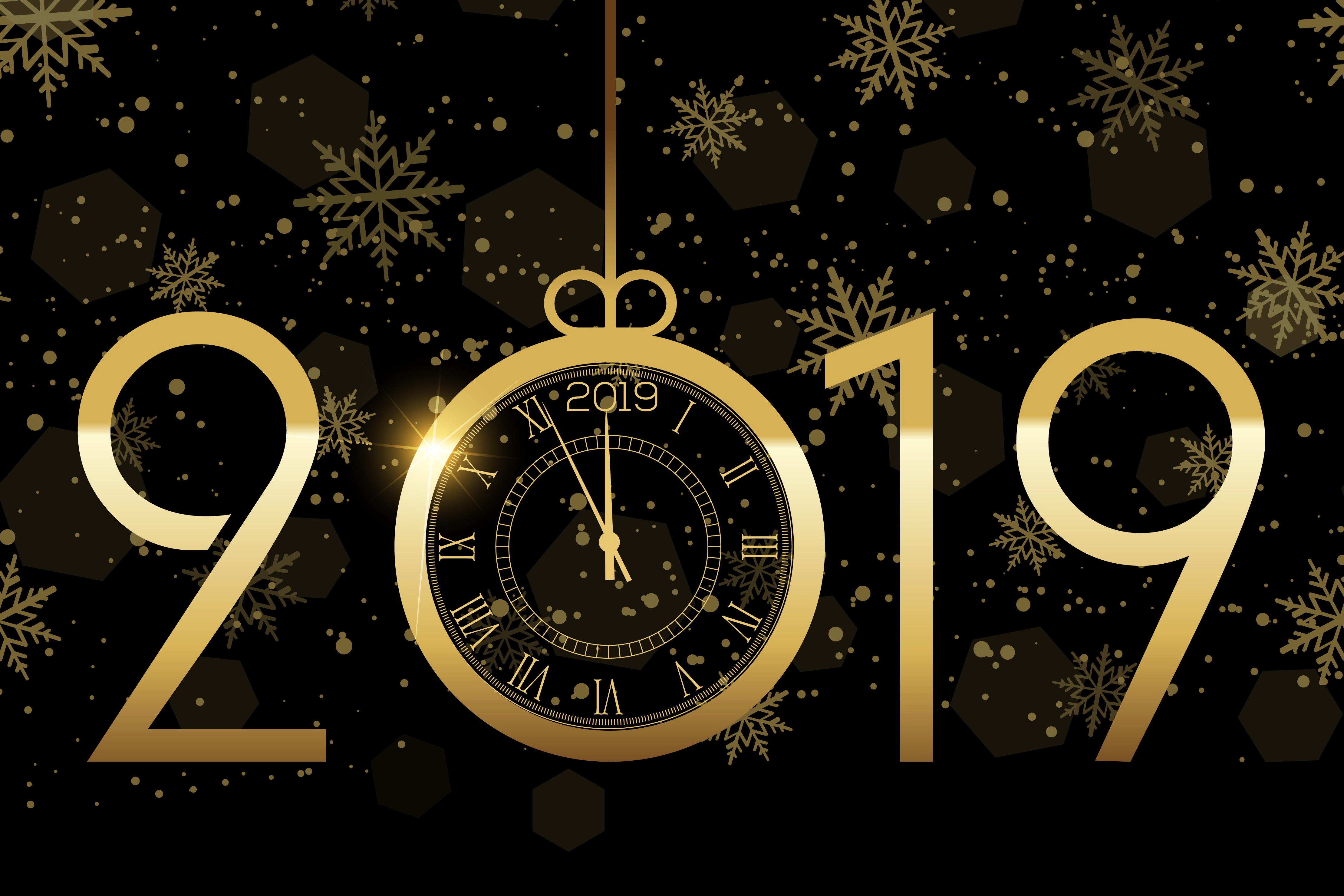 Descarga gratuita de fondo de pantalla para móvil de Reloj, Día Festivo, Año Nuevo 2019.