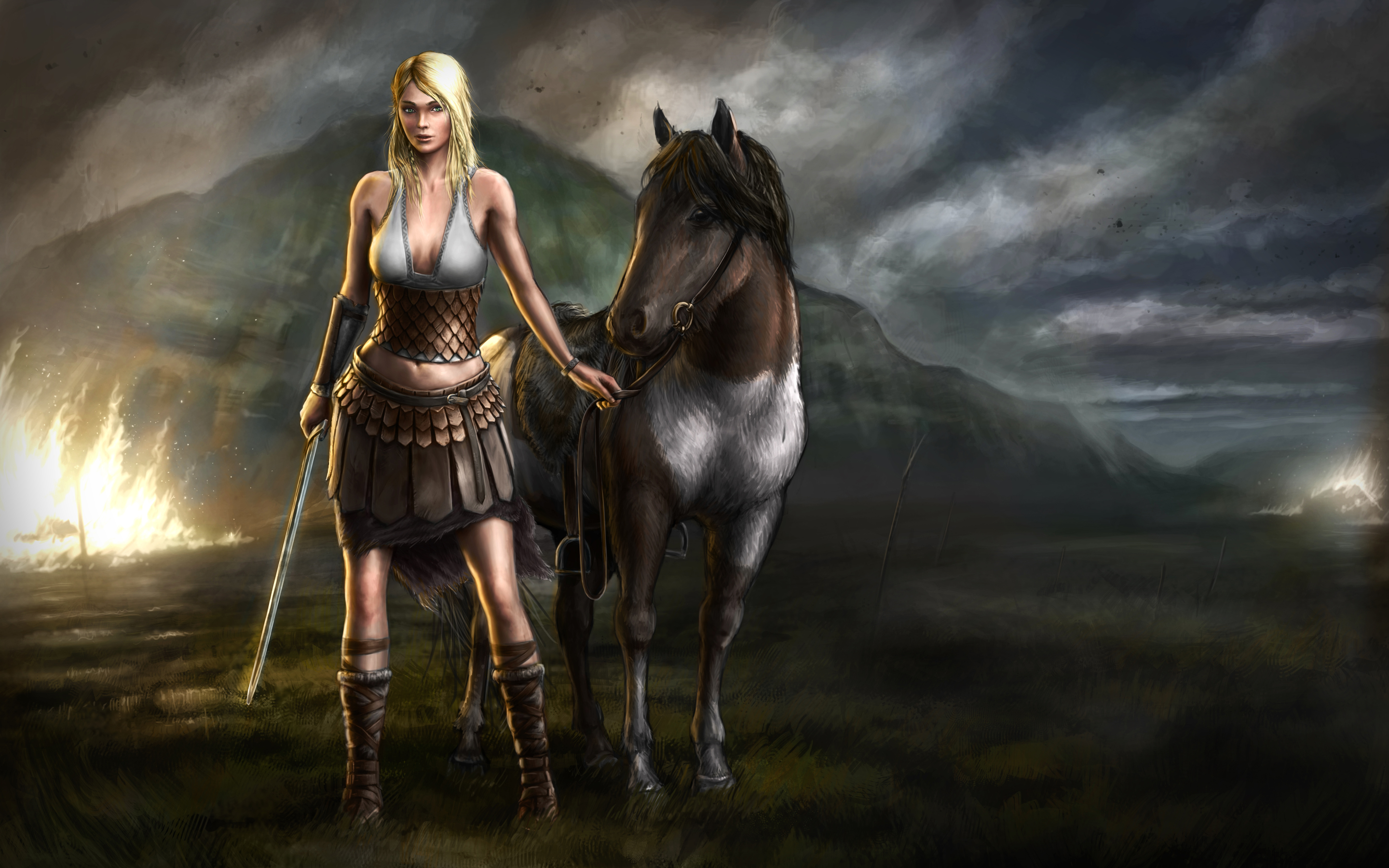 Free download wallpaper Fantasy, Dragon, Women on your PC desktop