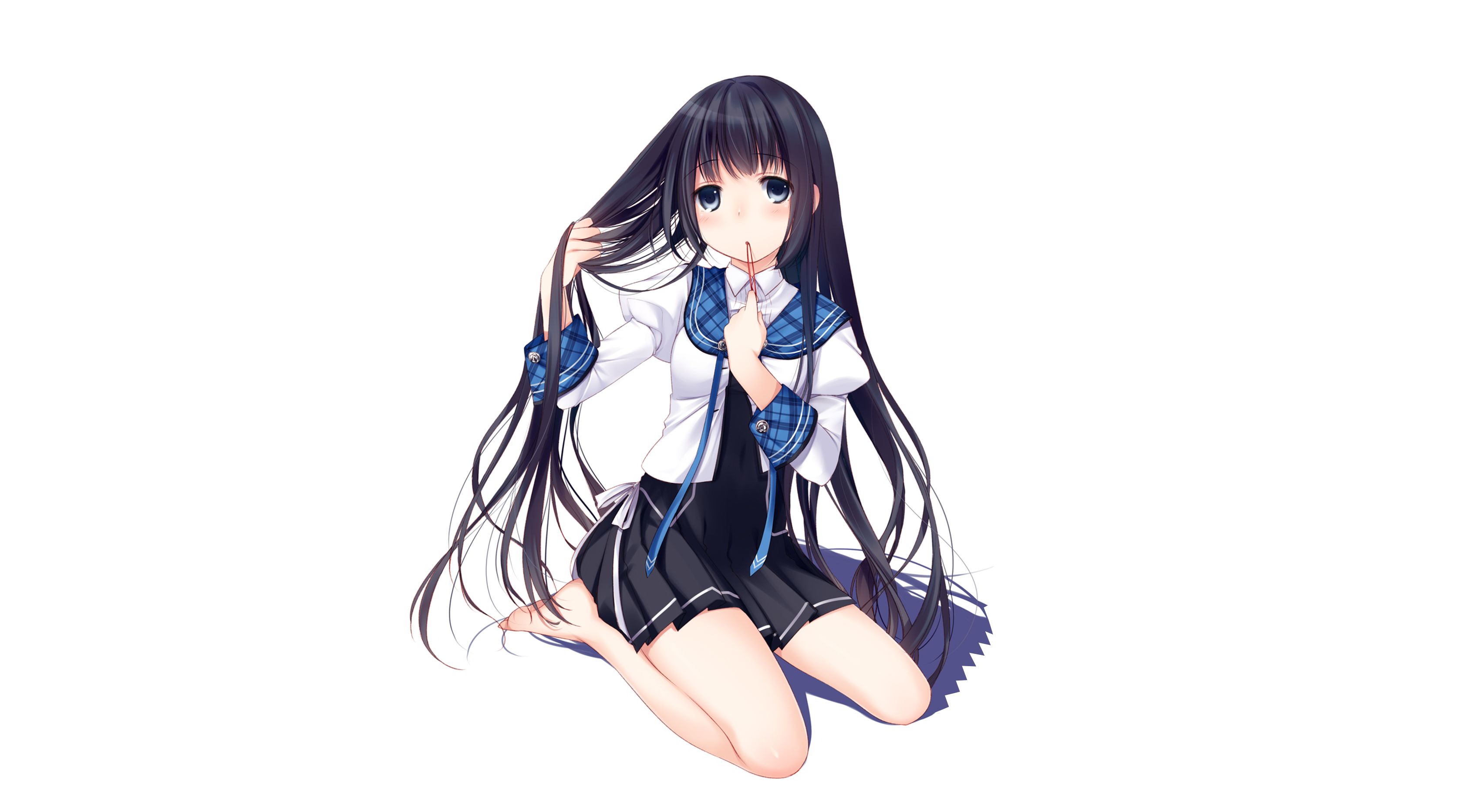 Free download wallpaper Anime, Skirt, Original, School Uniform, Black Hair, Long Hair on your PC desktop