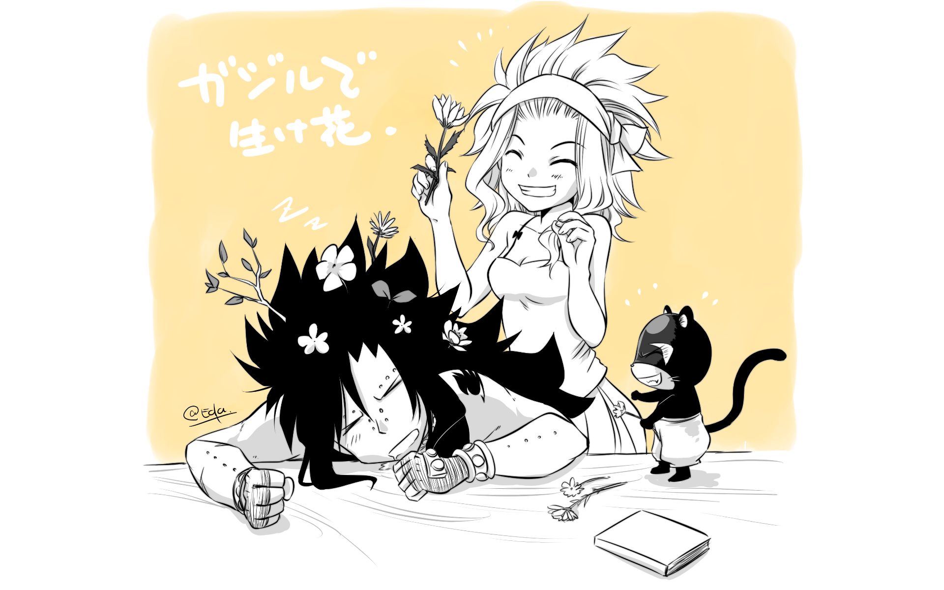 anime, fairy tail, gajeel redfox, levy mcgarden, panther lily (fairy tail)