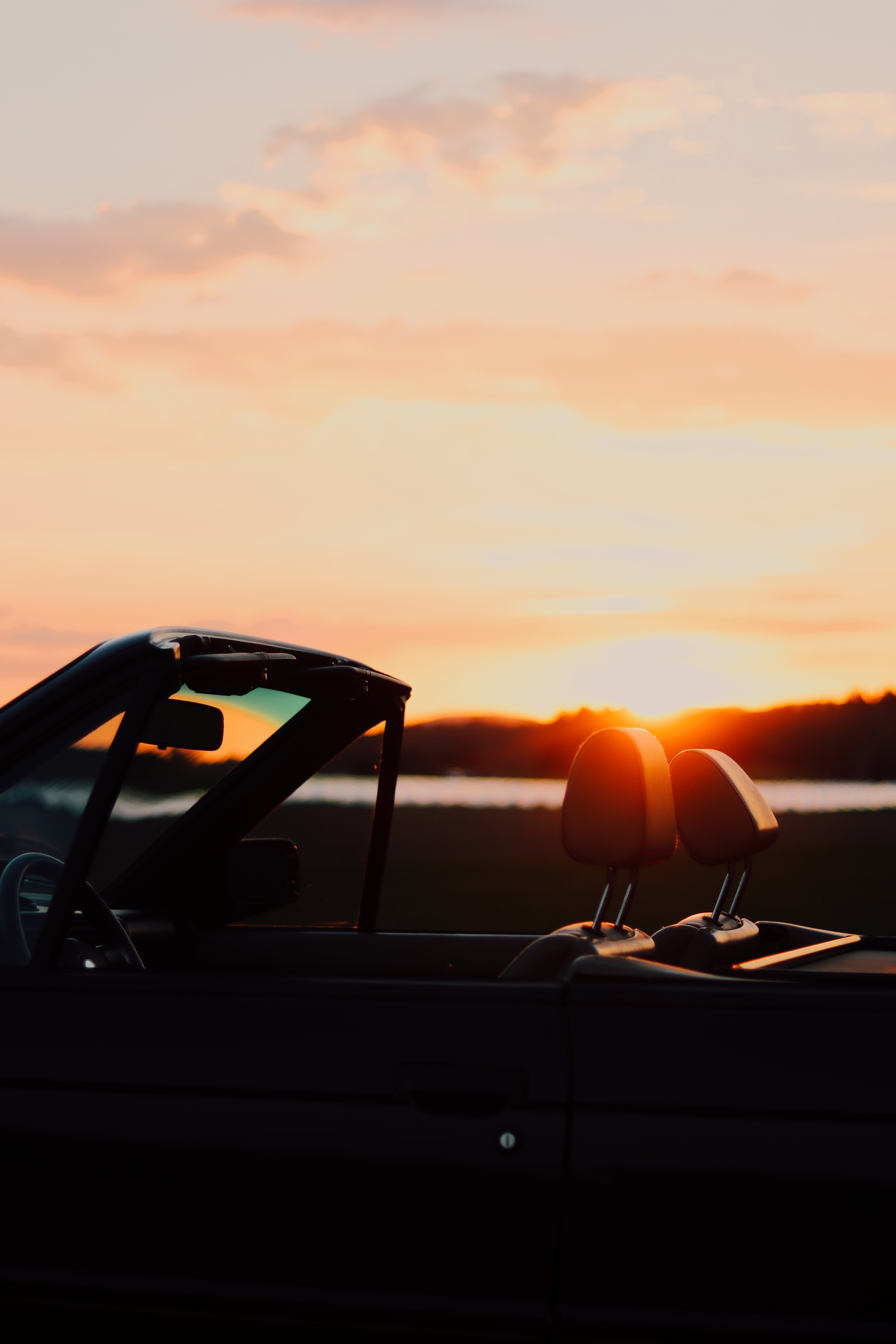 Download mobile wallpaper Cabriolet, Sunset, Car, Dark for free.